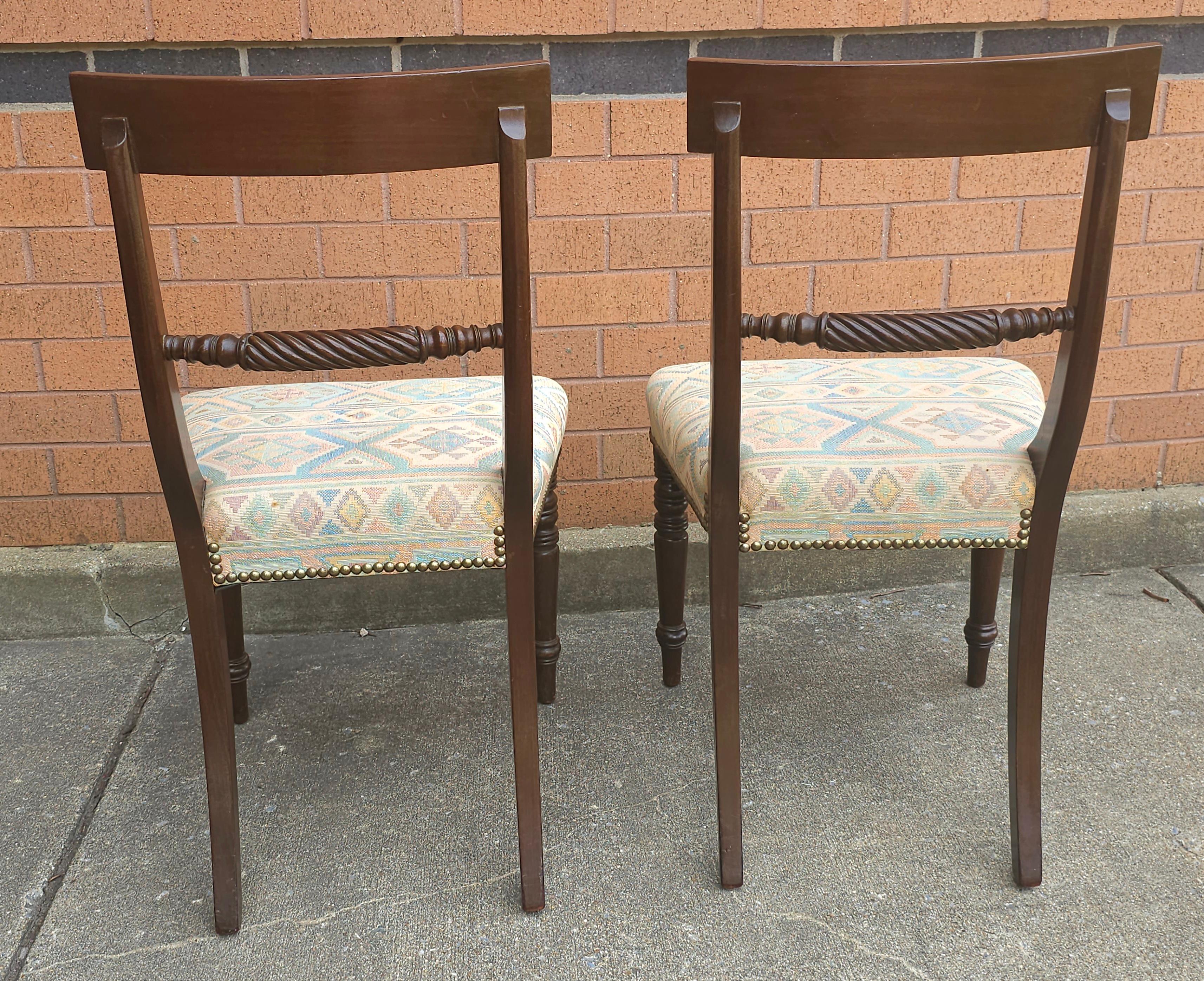 A Set Of Four Victorian Mahogany Upholstered Side Chairs. Measure 18.5