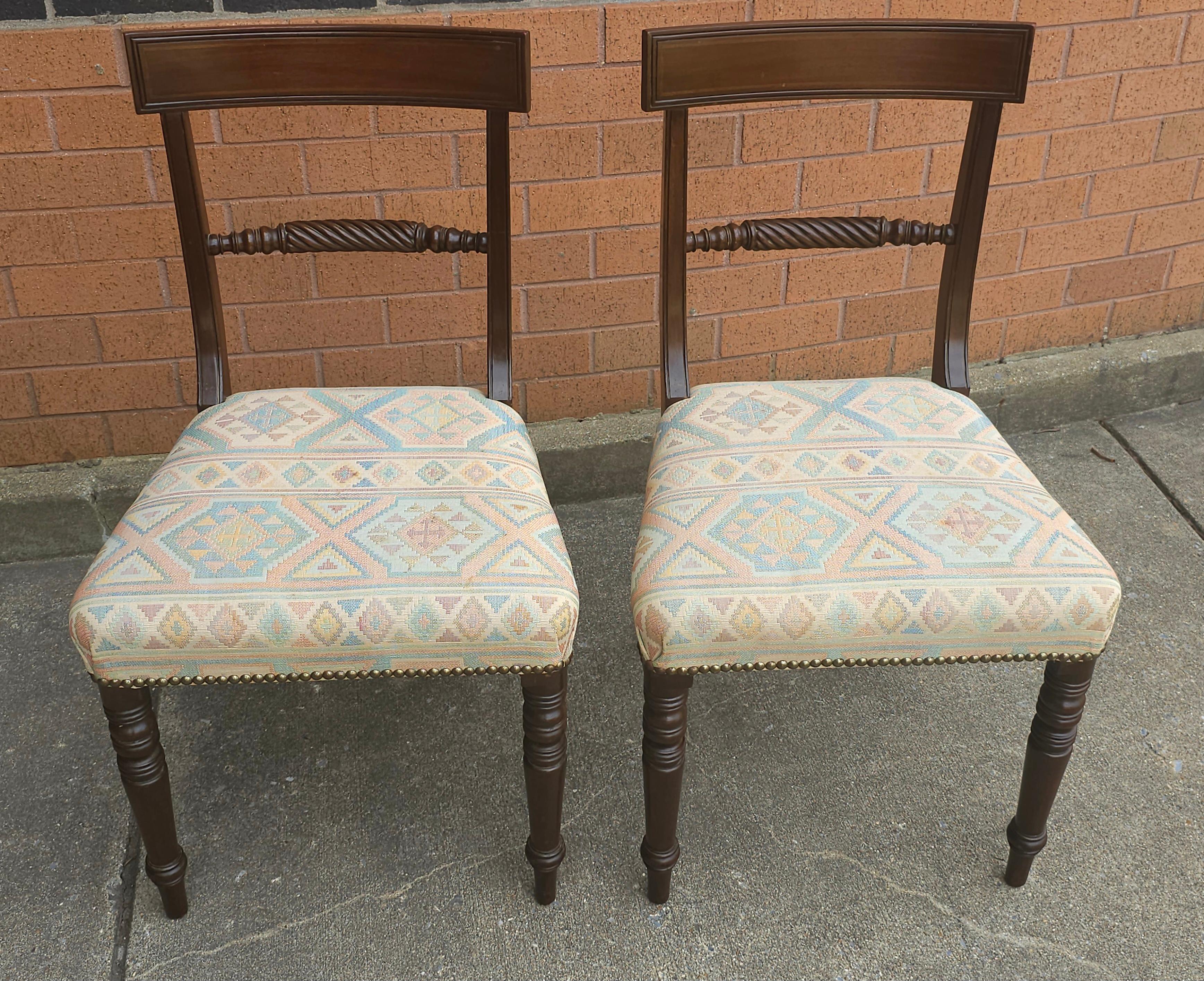 Set Of Four Victorian Walnut Upholstered Side Chairs In Good Condition For Sale In Germantown, MD