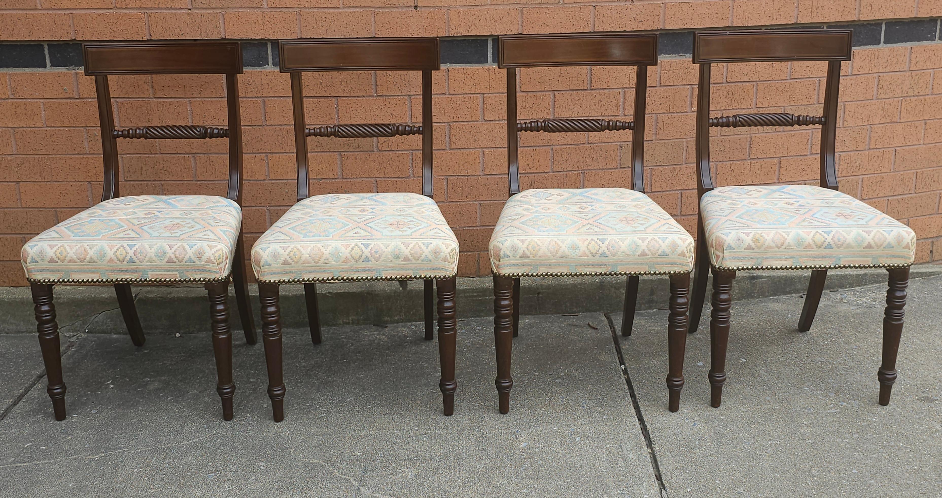 Set Of Four Victorian Walnut Upholstered Side Chairs For Sale 1