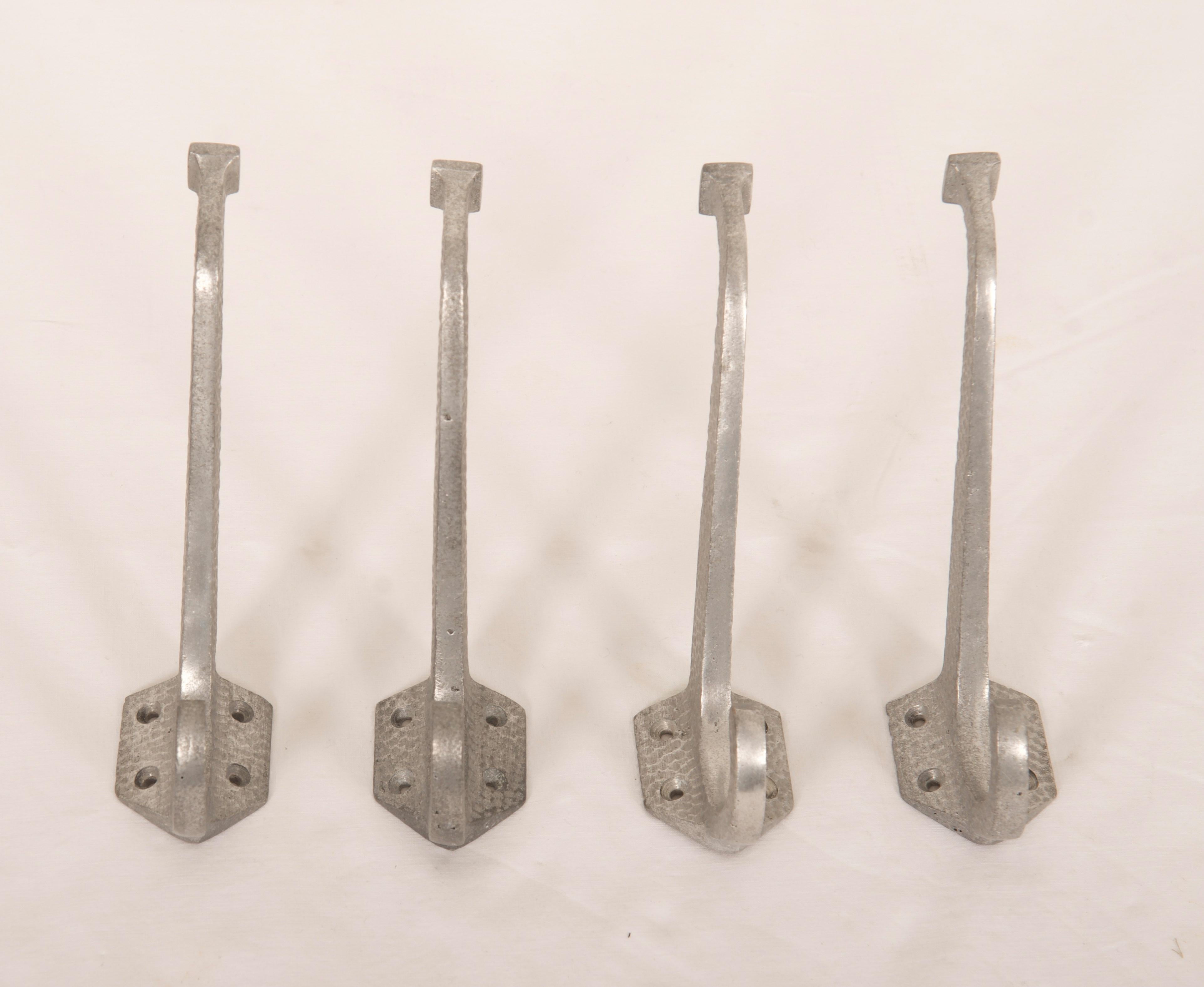 Early 20th Century Set of Four Vienna Secession Aluminum Coat Hooks  For Sale