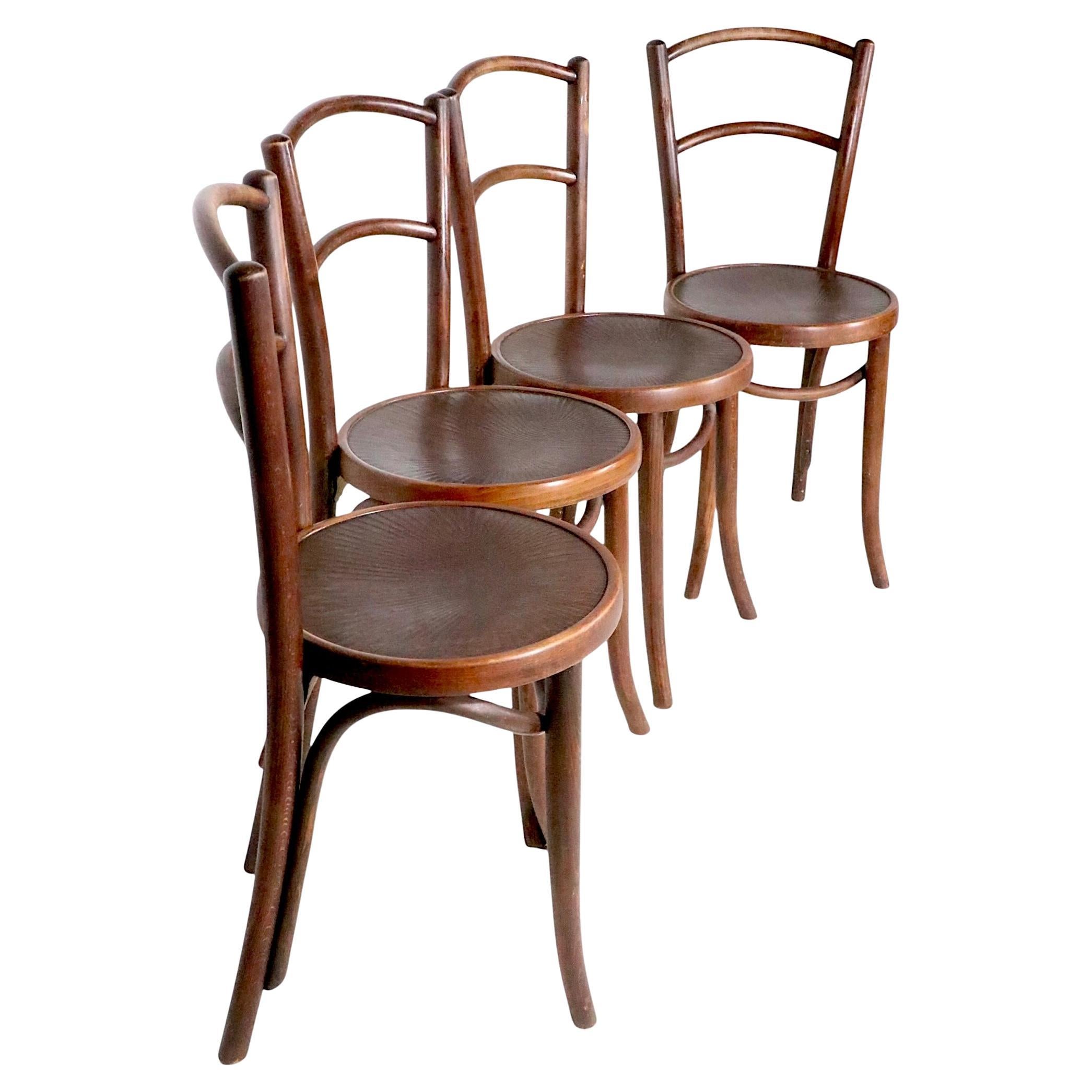 Set di quattro sedie da pranzo bistrot in legno di Vienna Secessionista di J J Kohn