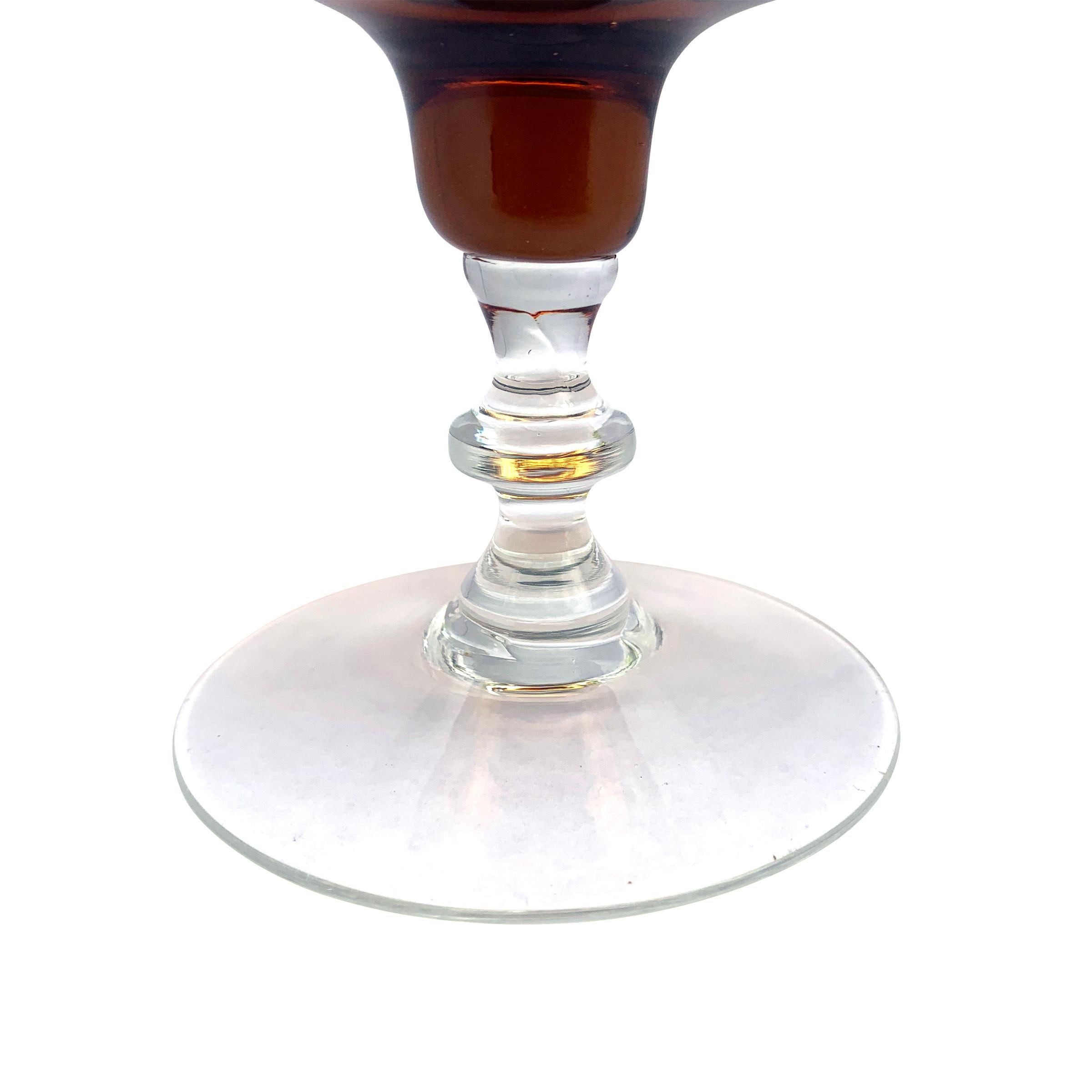American Set of Four Vintage Amber Wine Glasses