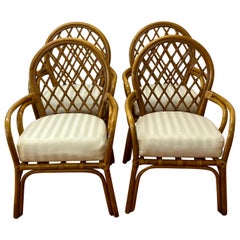 Set of Four Vintage Bamboo Framed Chairs