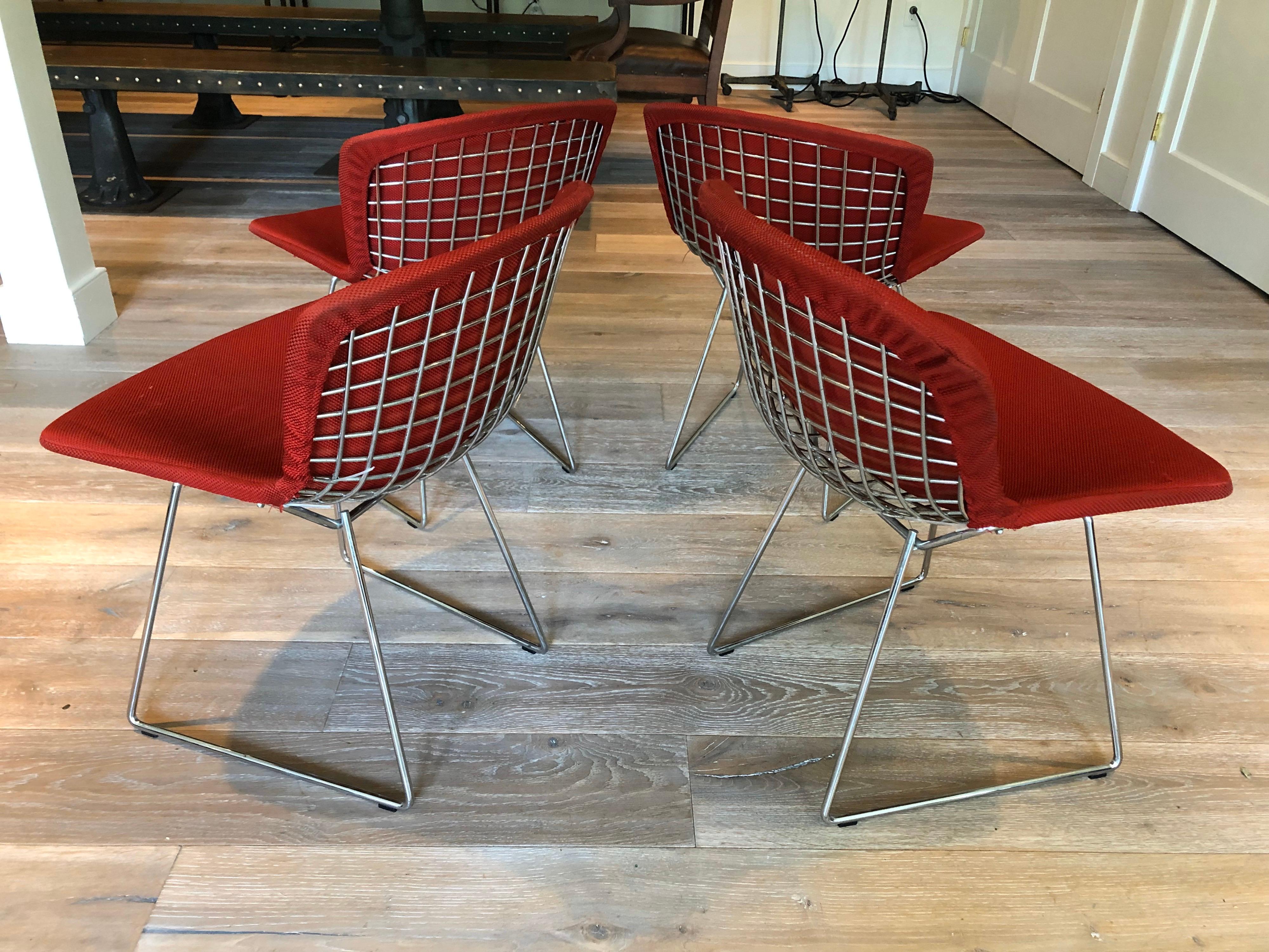 Set of Four Vintage Bertoia Chairs For Sale 2