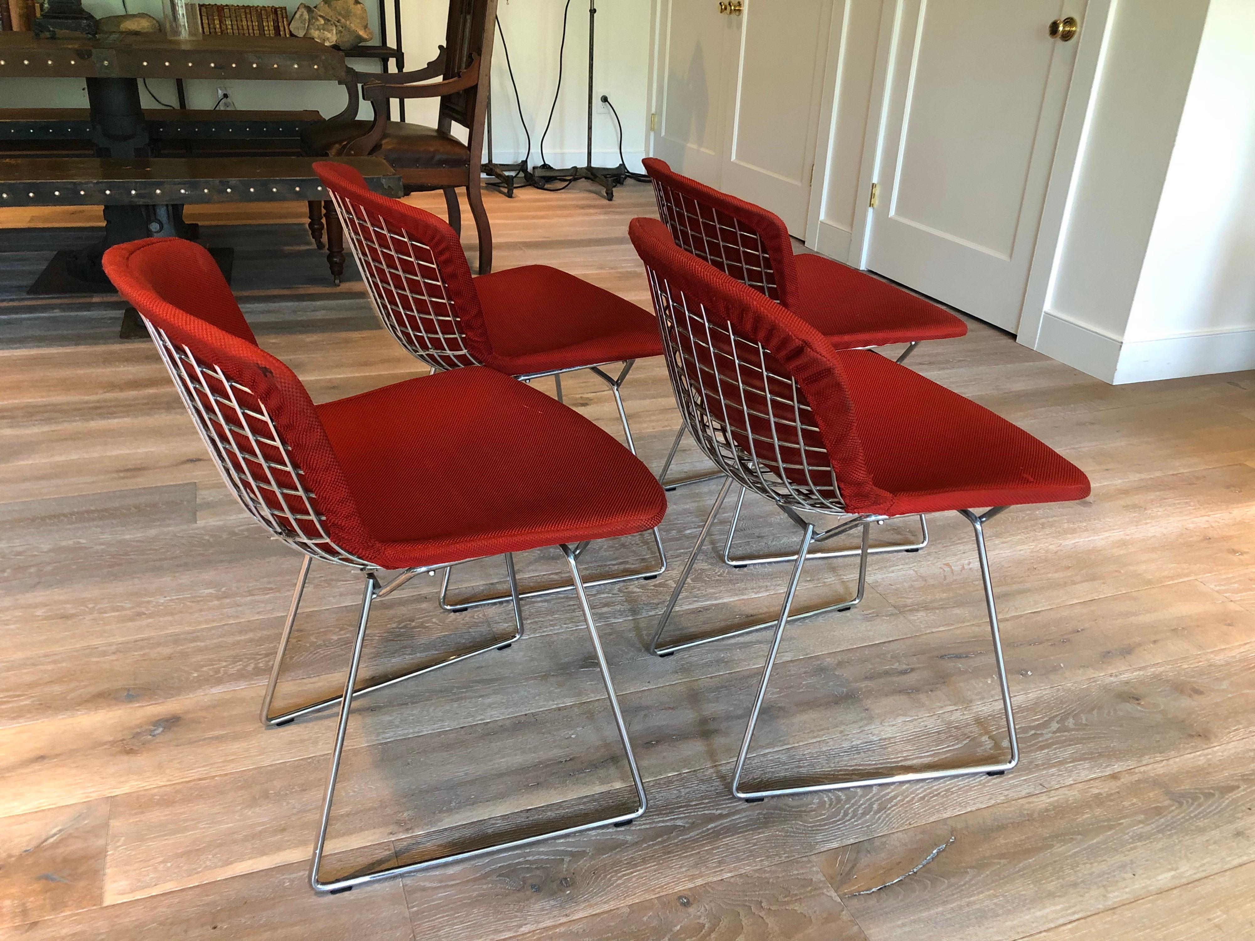 Set of Four Vintage Bertoia Chairs For Sale 4