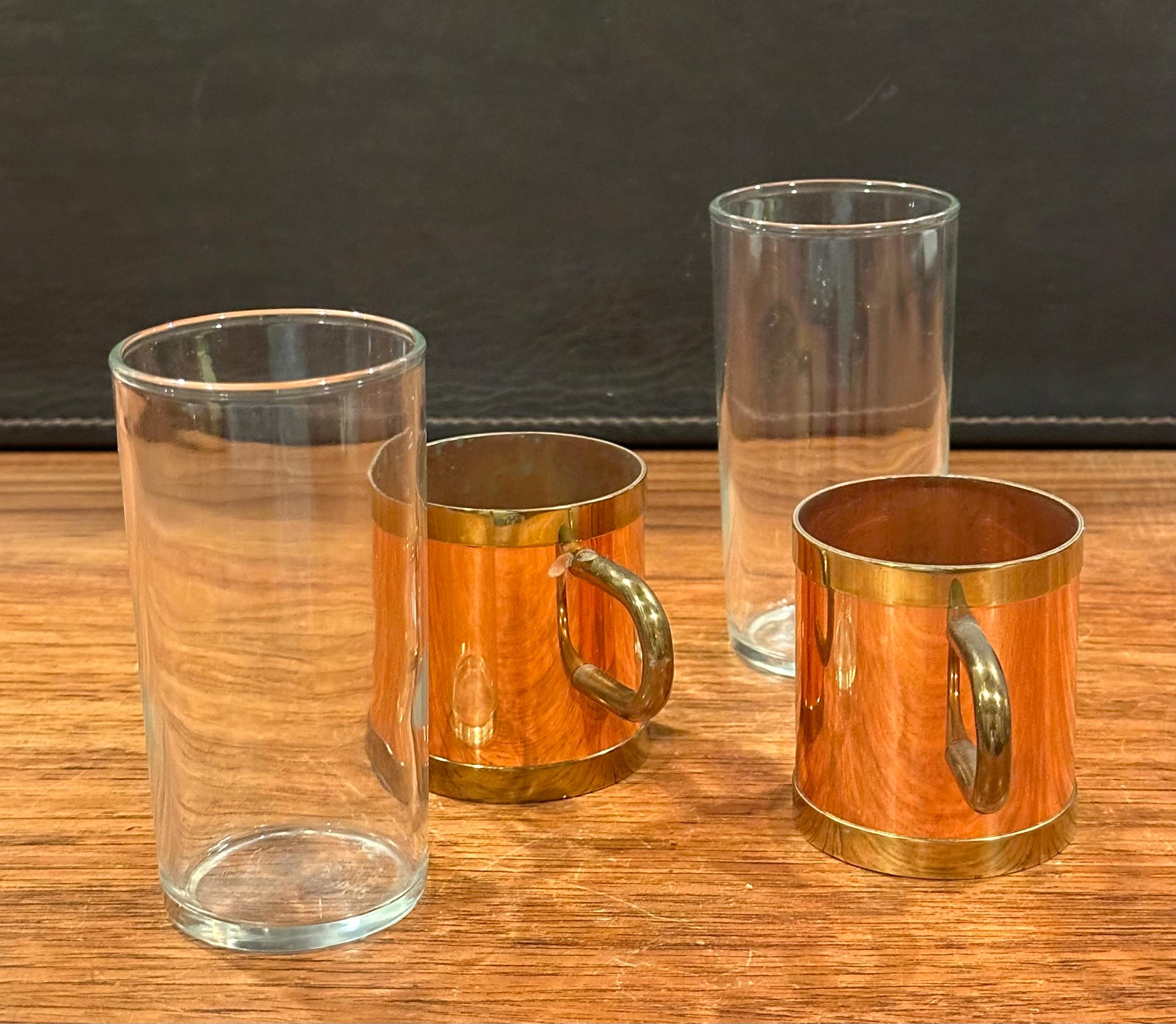 Set of Four Vintage Beucler Copper, Brass and Glass Irish Coffee Mugs For Sale 5