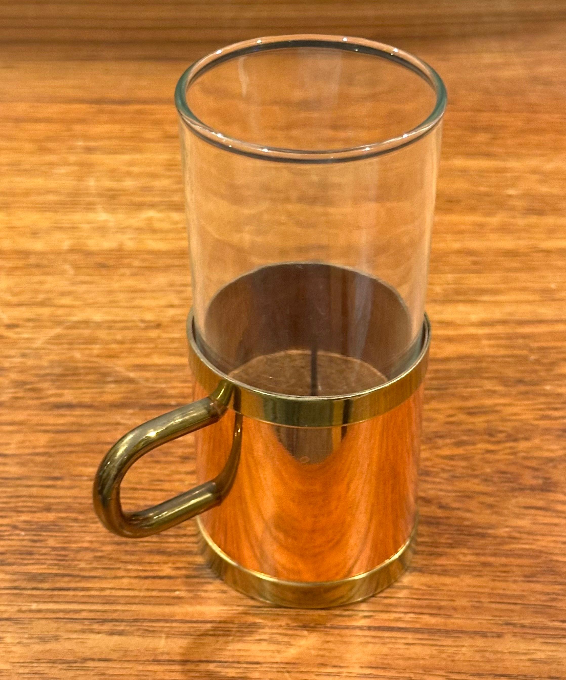 Set of Four Vintage Beucler Copper, Brass and Glass Irish Coffee Mugs For Sale 7