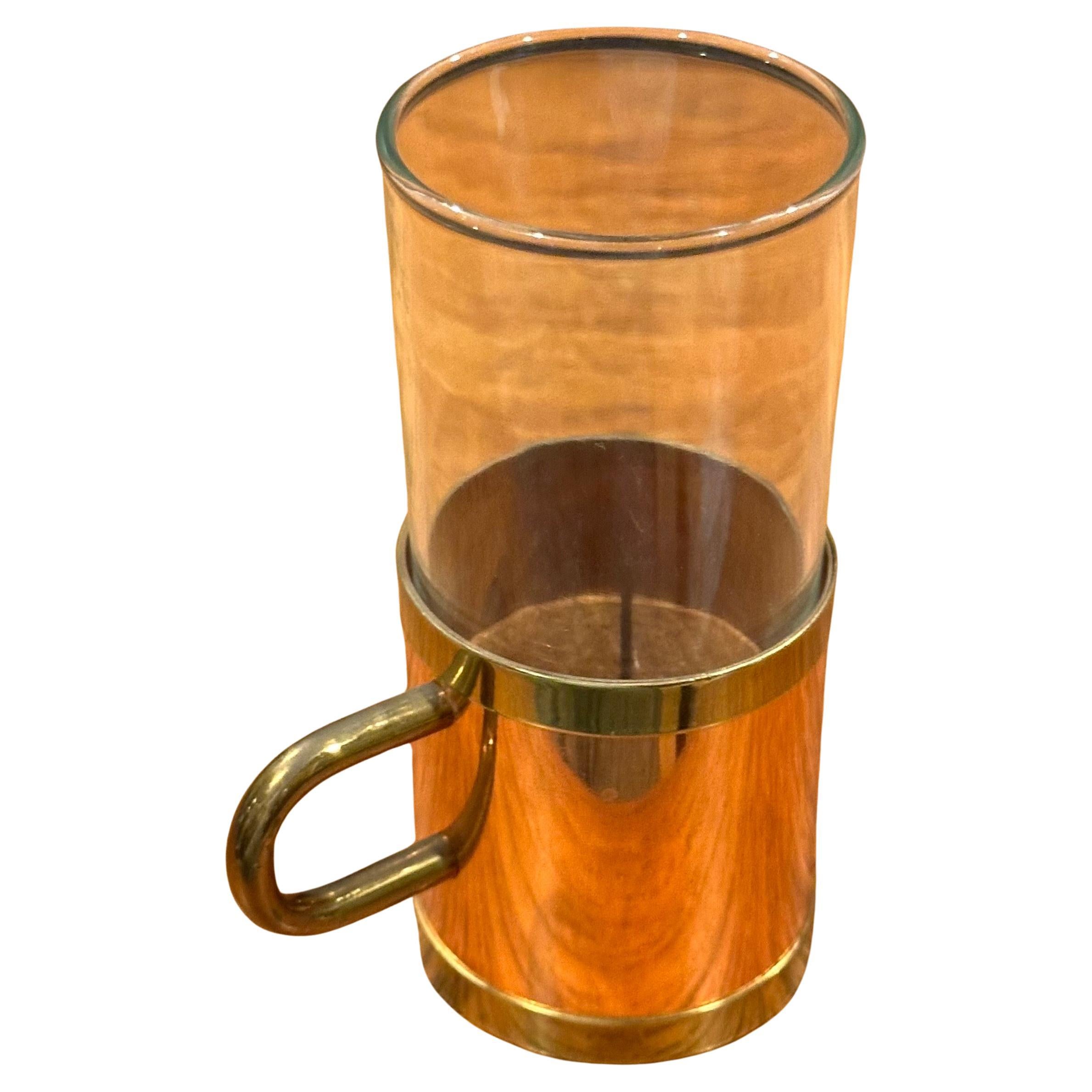 20th Century Set of Four Vintage Beucler Copper, Brass and Glass Irish Coffee Mugs For Sale