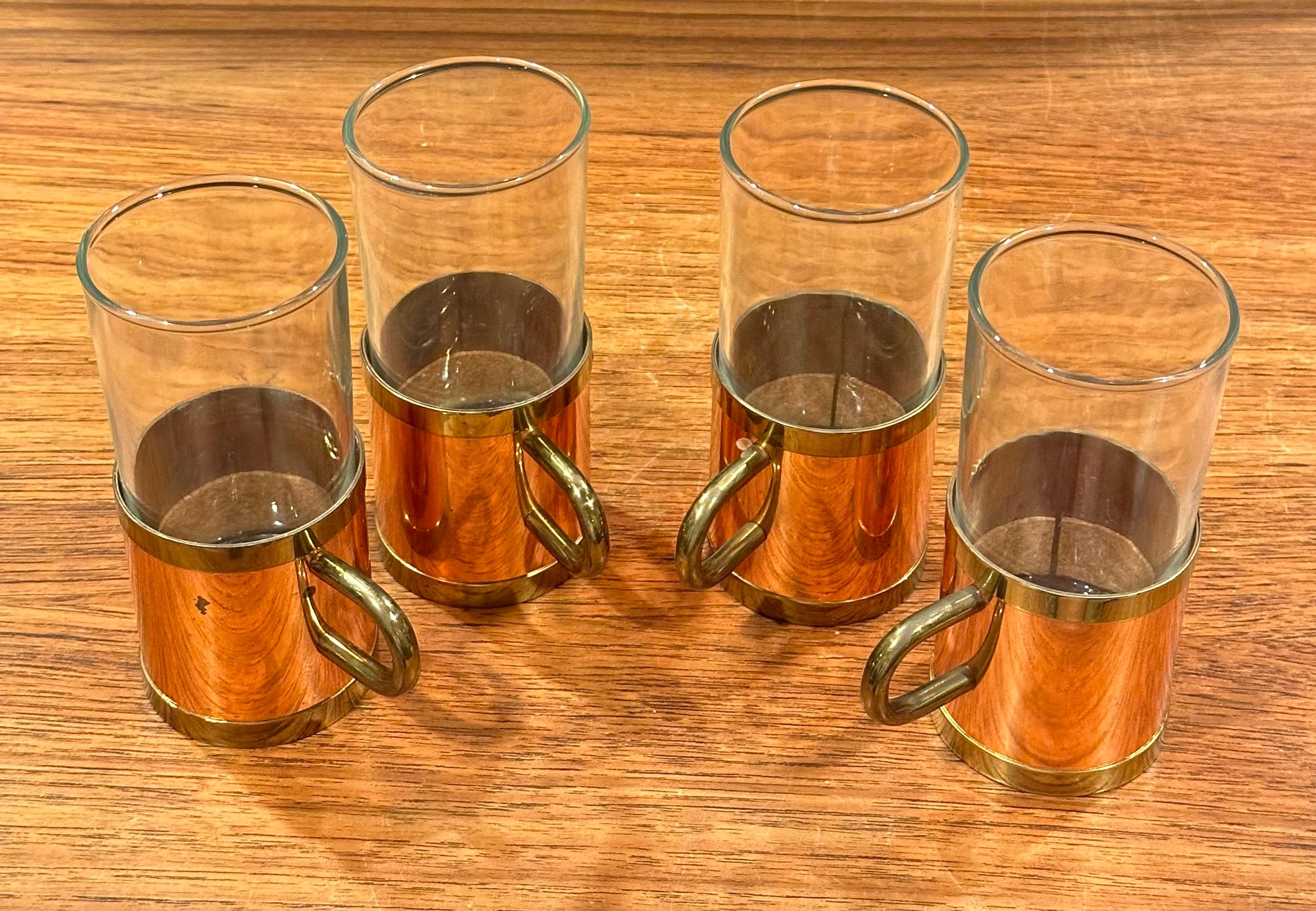 Set of Four Vintage Beucler Copper, Brass and Glass Irish Coffee Mugs For Sale 1