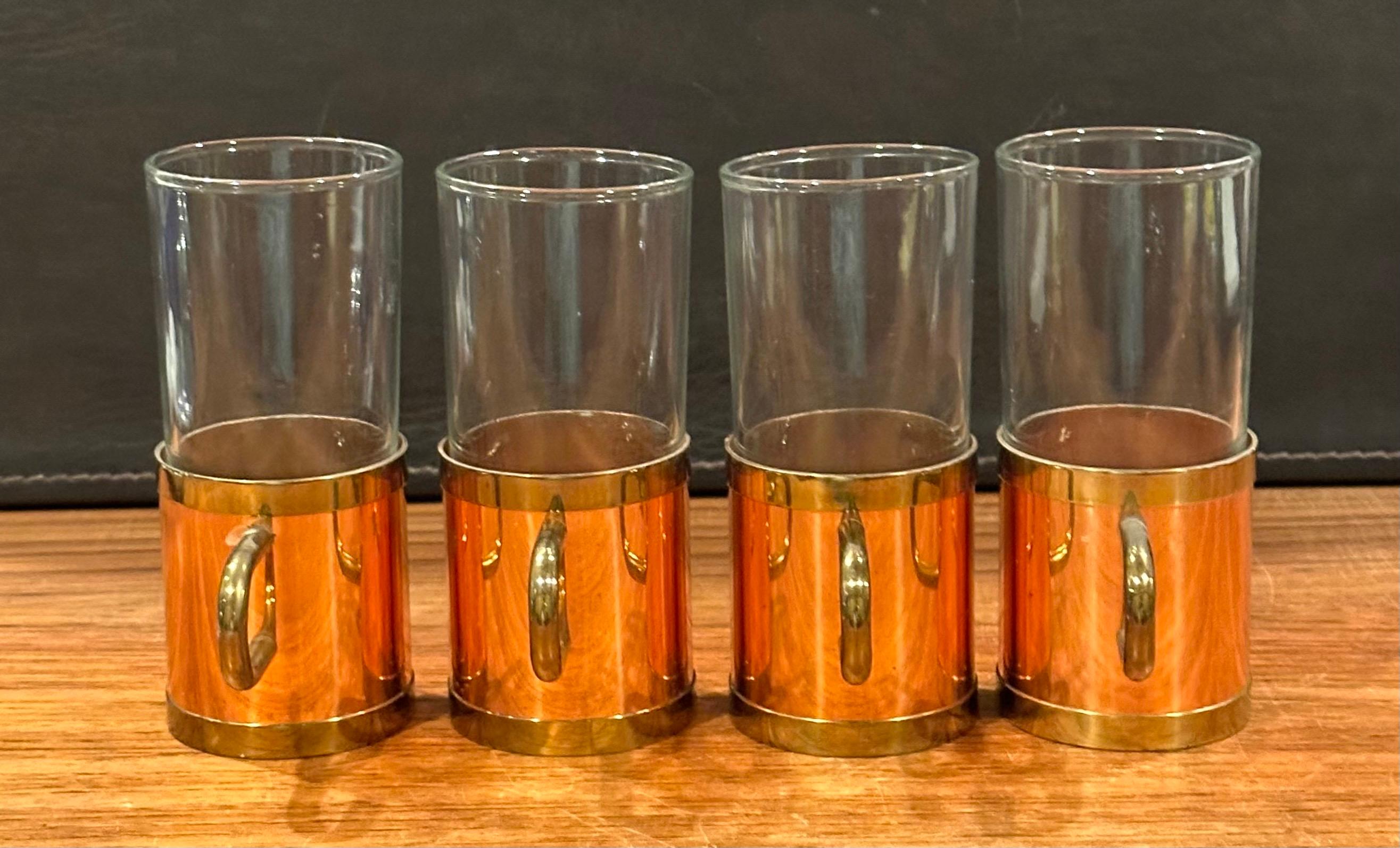 Set of Four Vintage Beucler Copper, Brass and Glass Irish Coffee Mugs For Sale 3