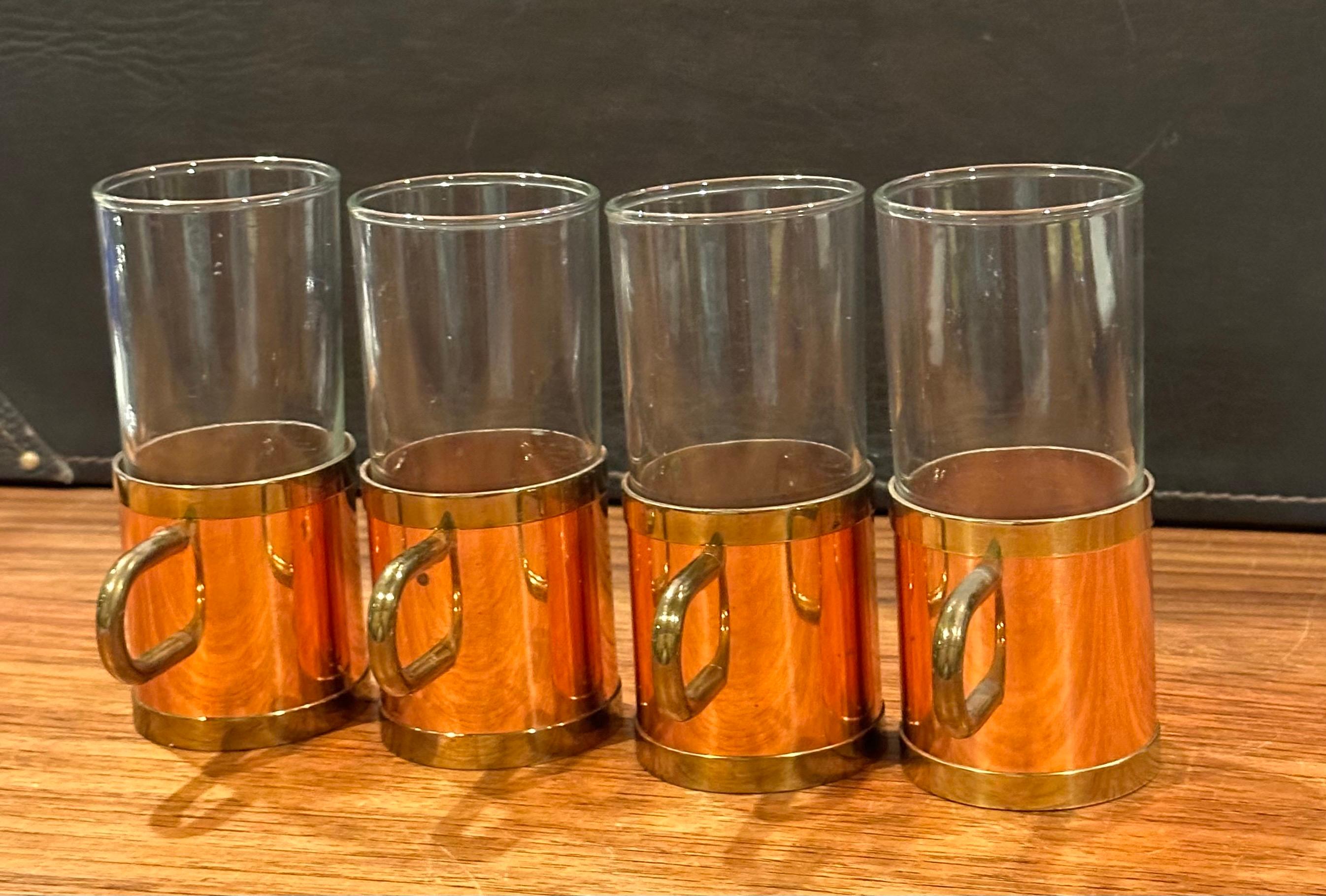 Set of Four Vintage Beucler Copper, Brass and Glass Irish Coffee Mugs For Sale 4
