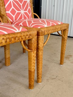 Set of Four Vintage Bielecky Brothers Rattan Wrapped Dining Chairs