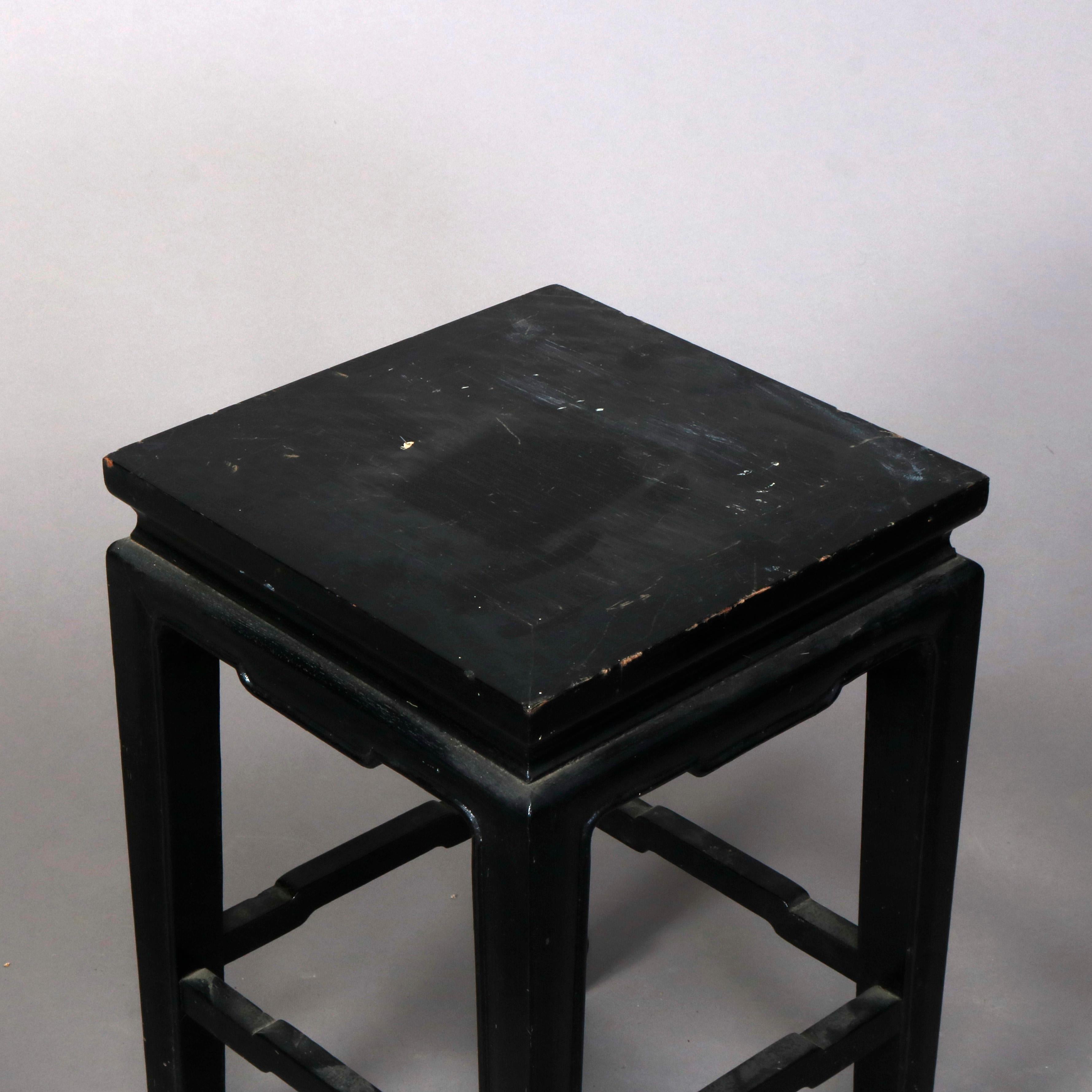 Set of Four Vintage Black Lacquered Chinese Side Stands, 20th Century 6