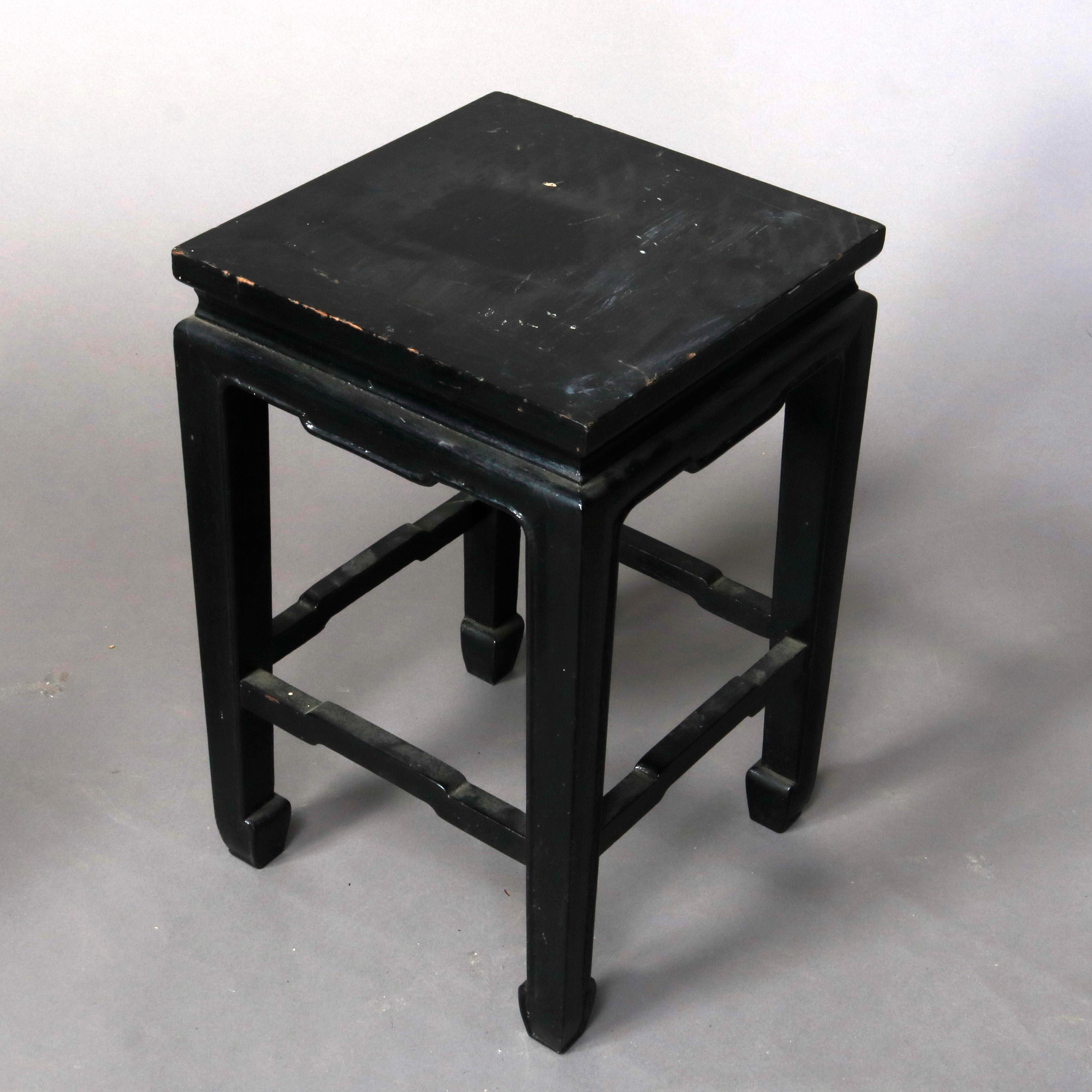 Set of Four Vintage Black Lacquered Chinese Side Stands, 20th Century 7