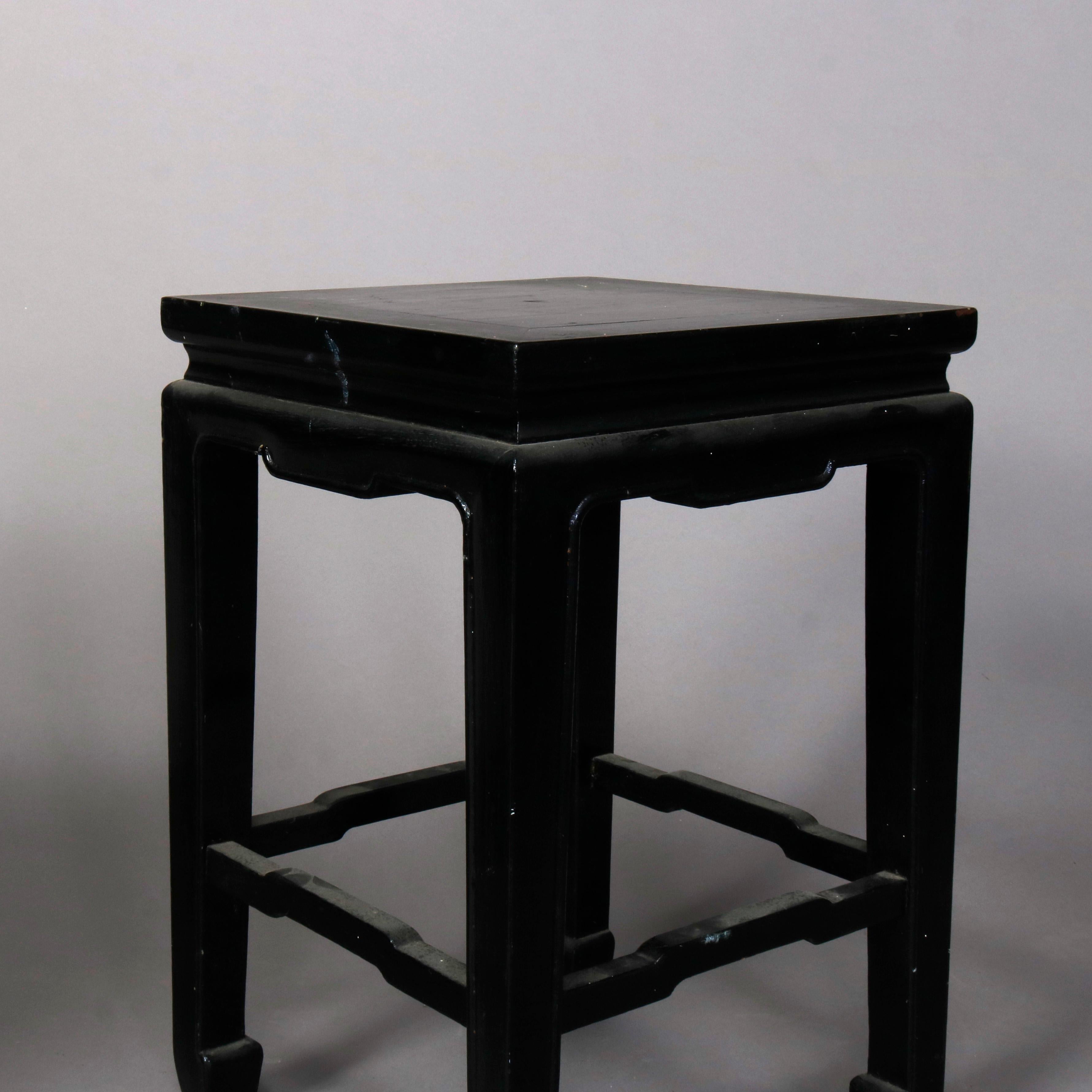 Set of Four Vintage Black Lacquered Chinese Side Stands, 20th Century 8