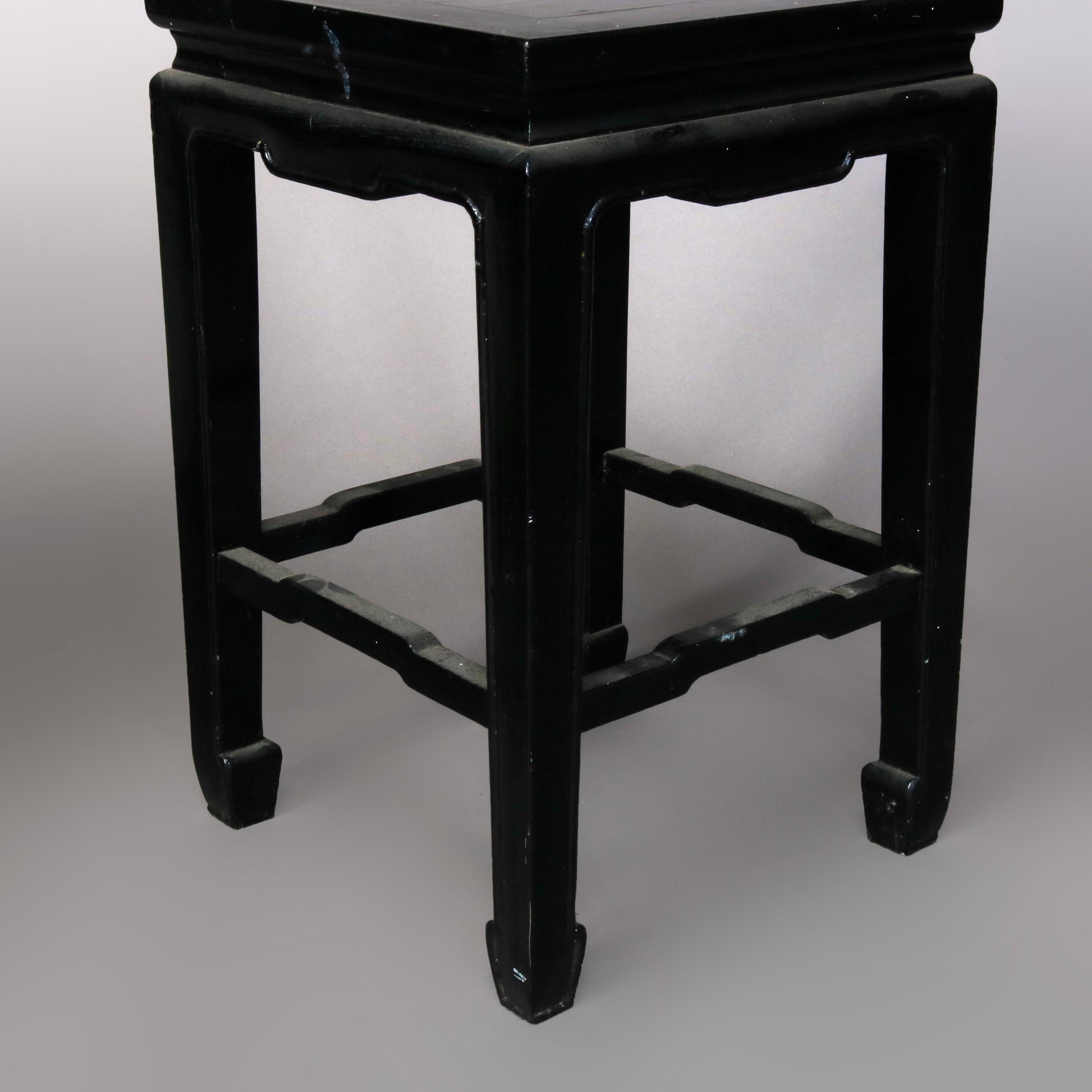 Set of Four Vintage Black Lacquered Chinese Side Stands, 20th Century 9