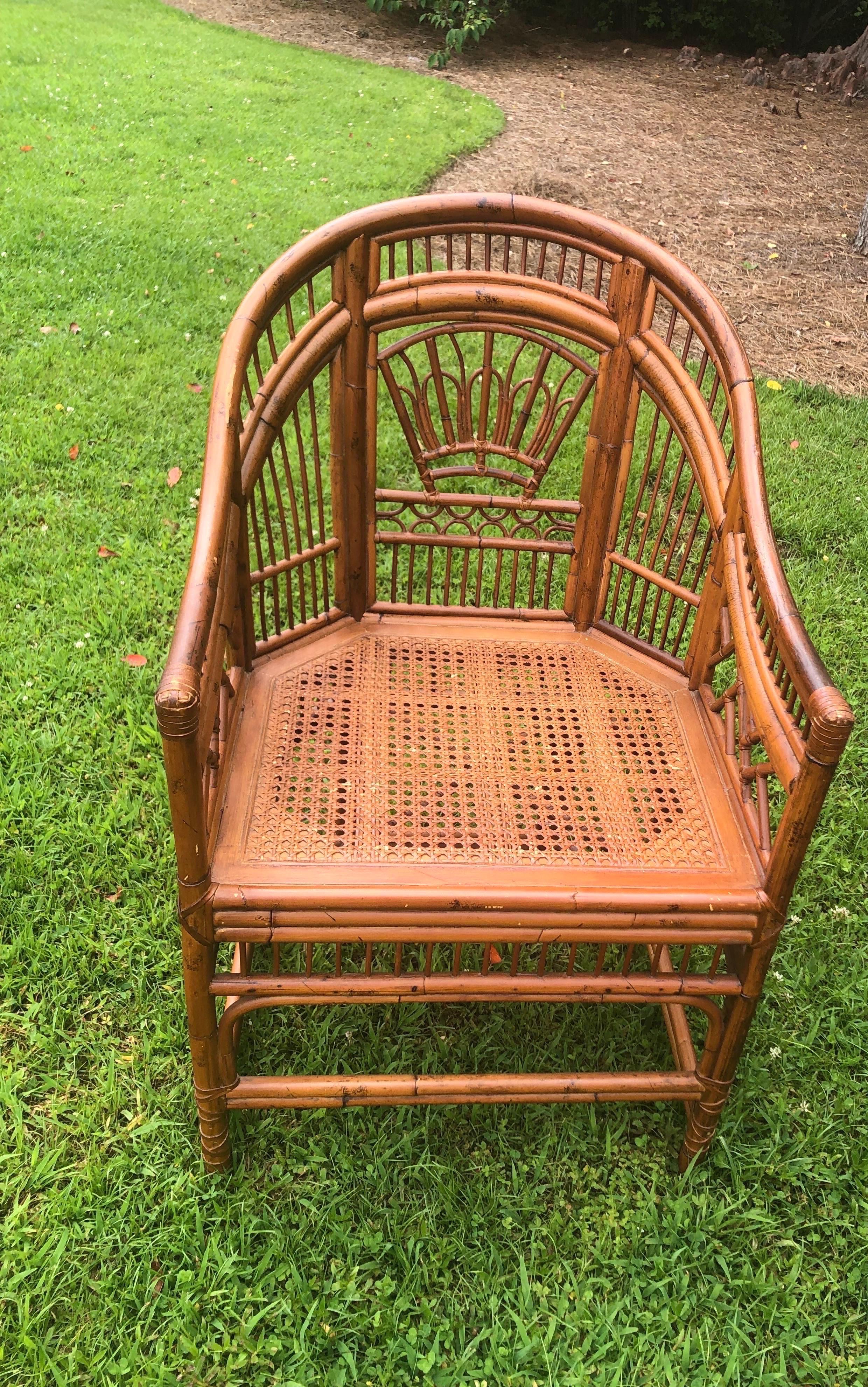 Set of Four Vintage Brighton Pavilion Chinese Chippendale Rattan Chairs  In Good Condition For Sale In Chapel Hill, NC