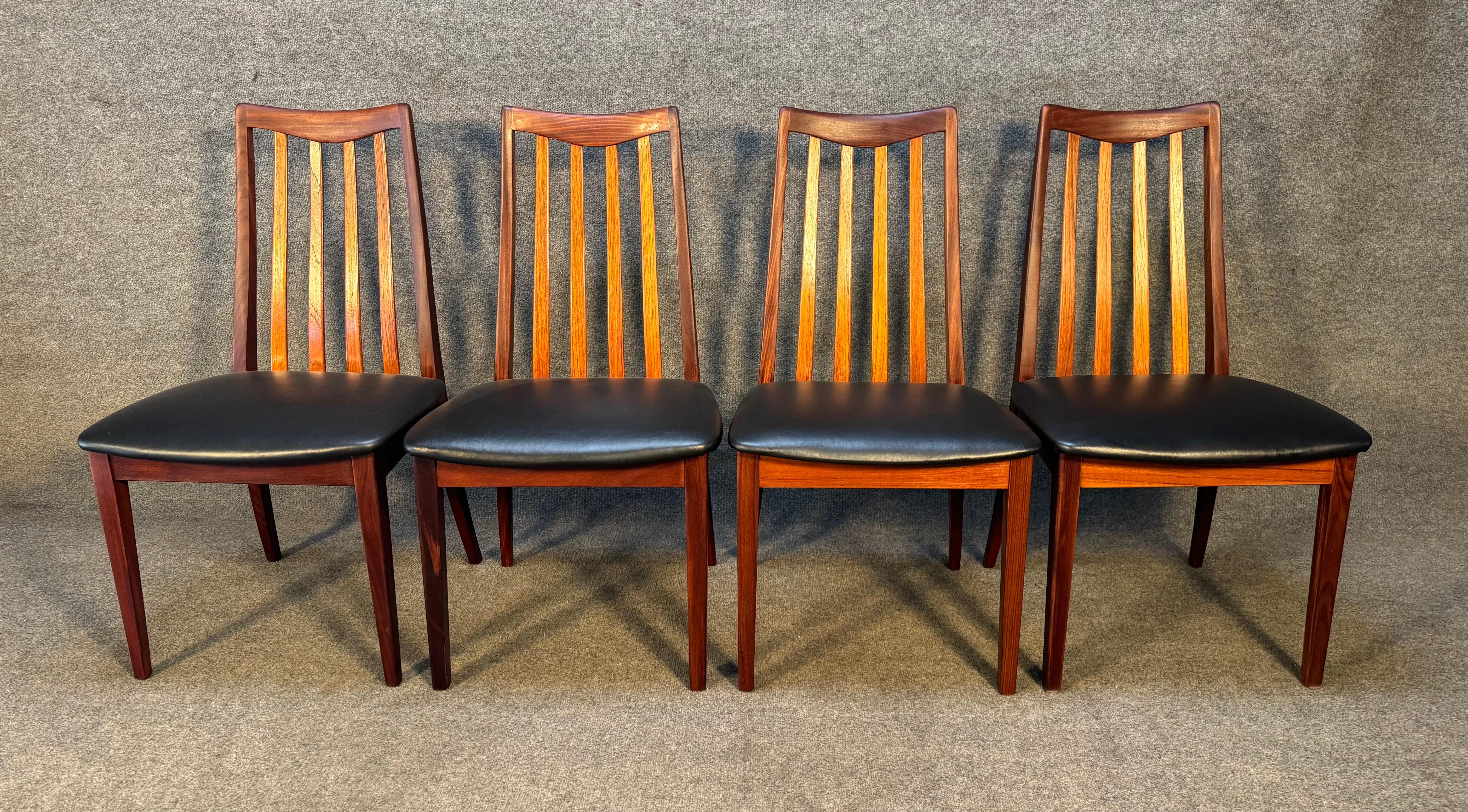 Mid-Century Modern Set of Four Vintage British Mid Century Modern Teak Dining Chairs by G Plan For Sale
