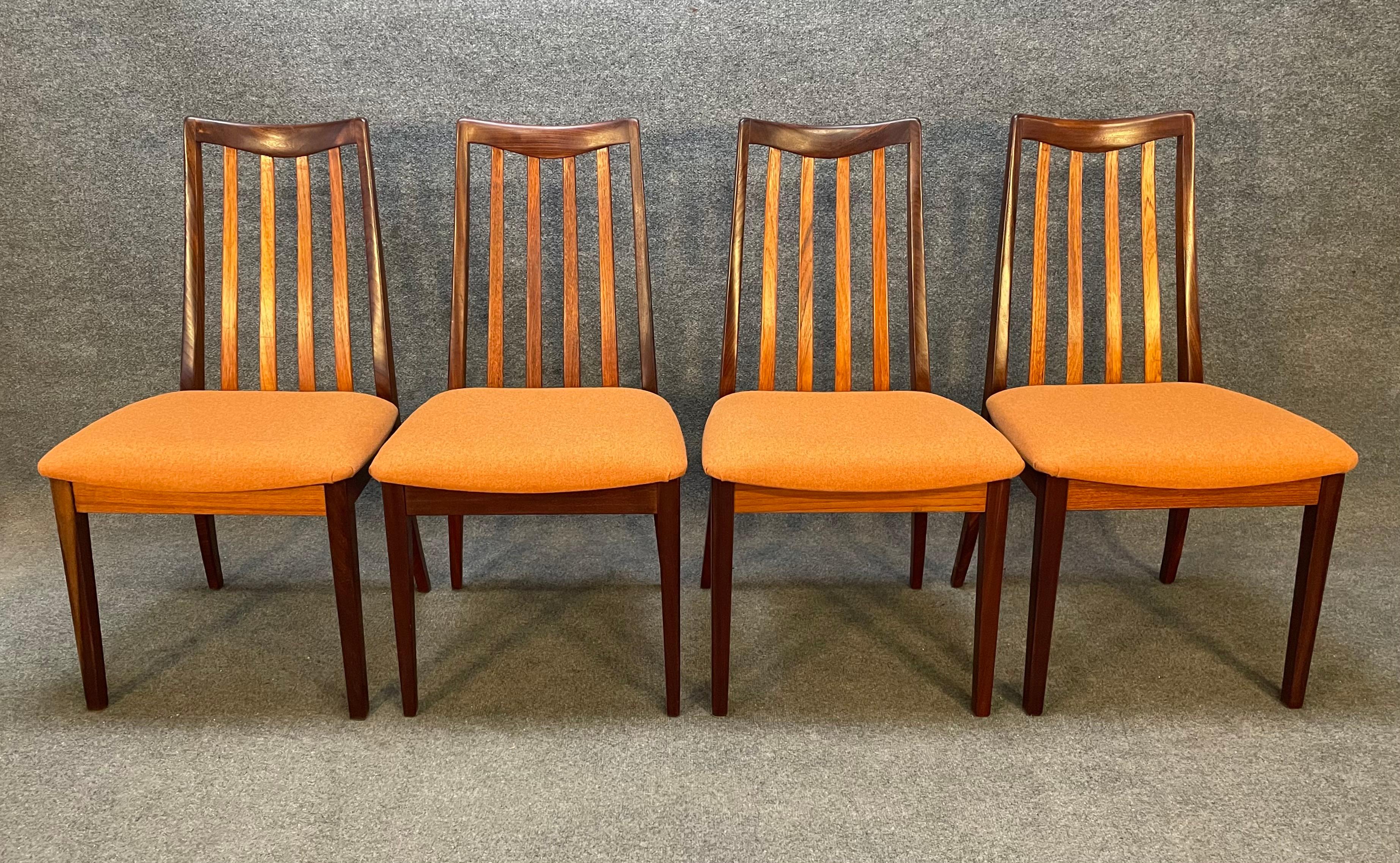 English Set of Four Vintage British Mid-Century Modern Teak Dining Chairs by G Plan