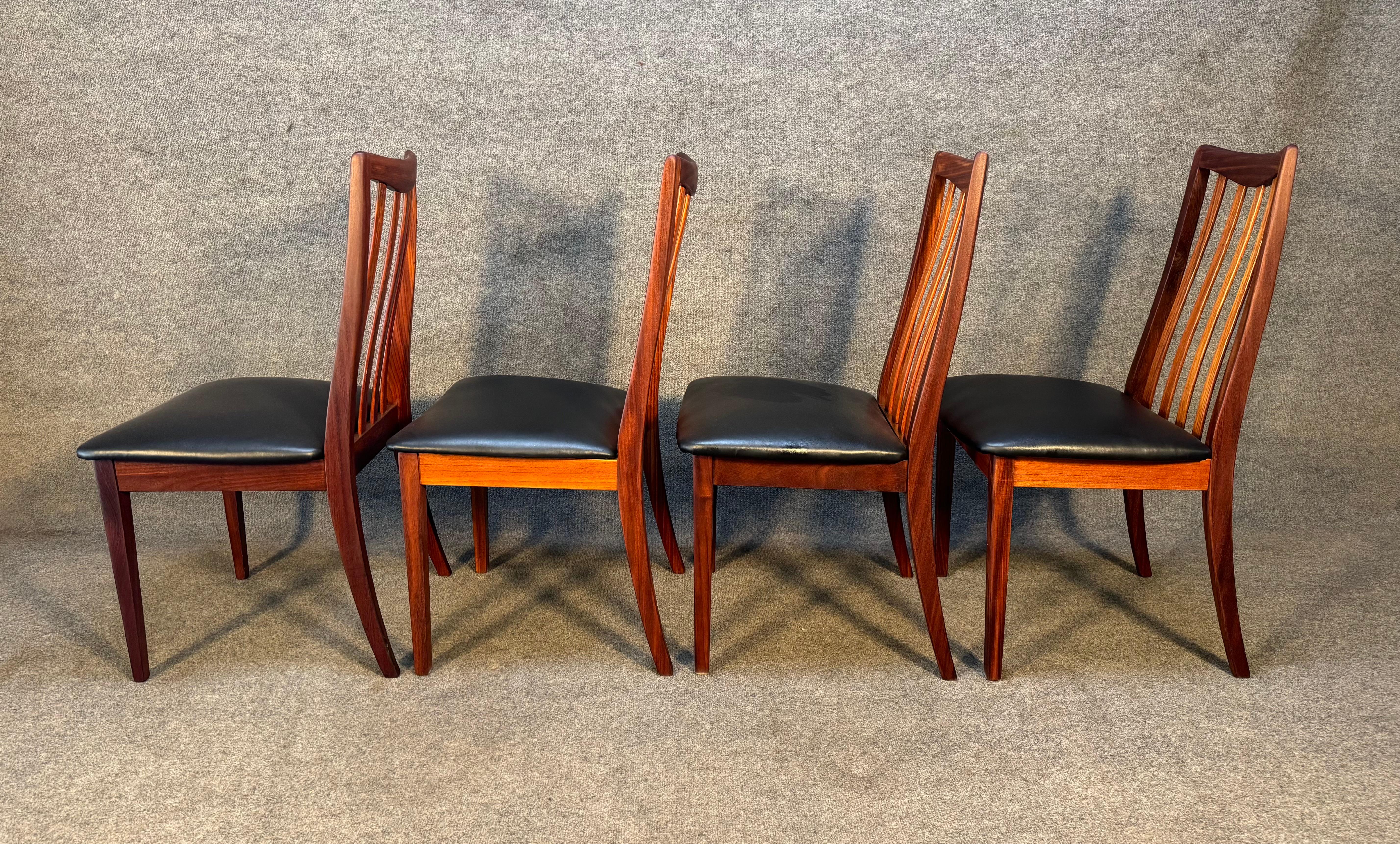 English Set of Four Vintage British Mid Century Modern Teak Dining Chairs by G Plan For Sale