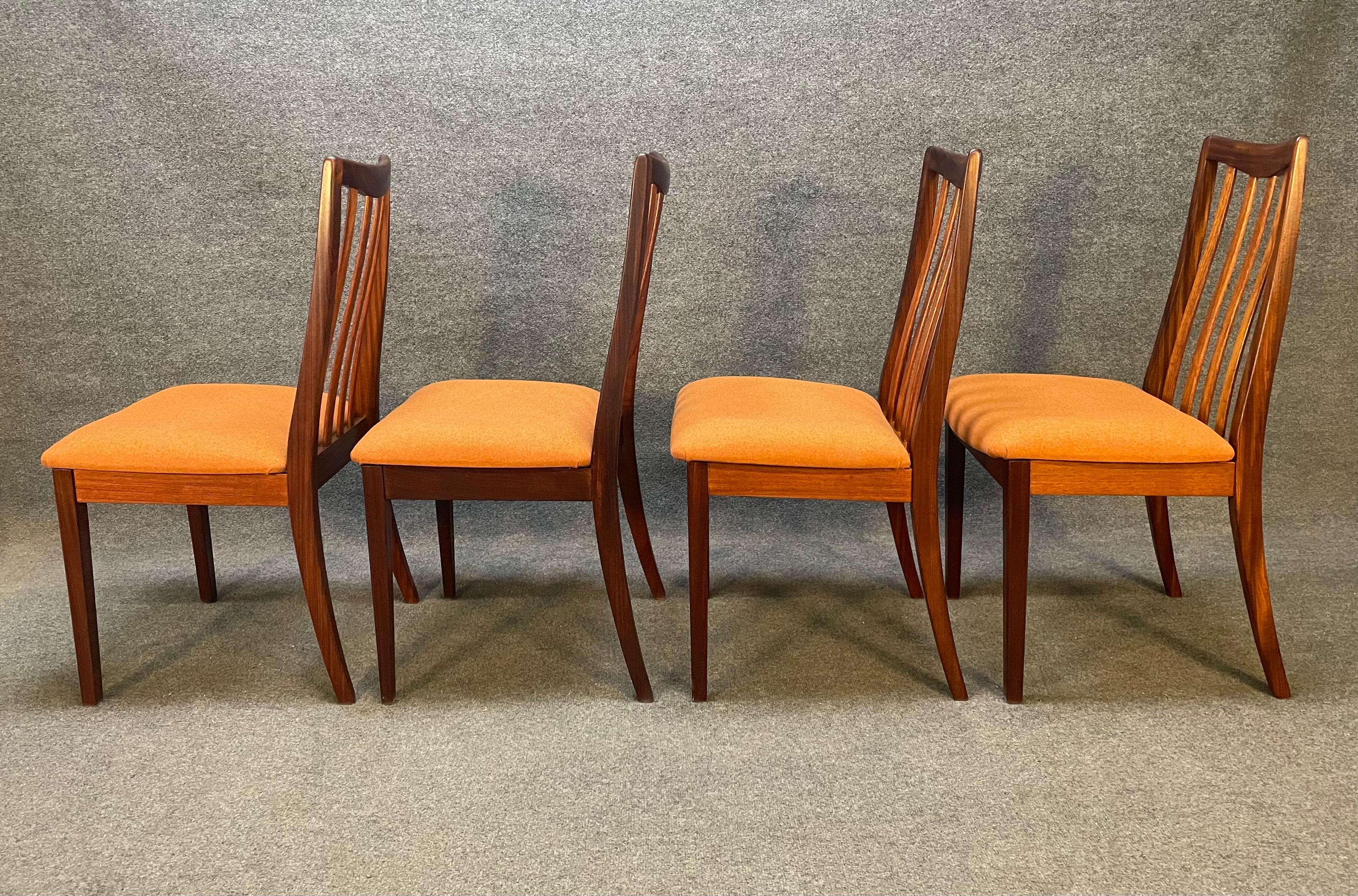 Woodwork Set of Four Vintage British Mid-Century Modern Teak Dining Chairs by G Plan