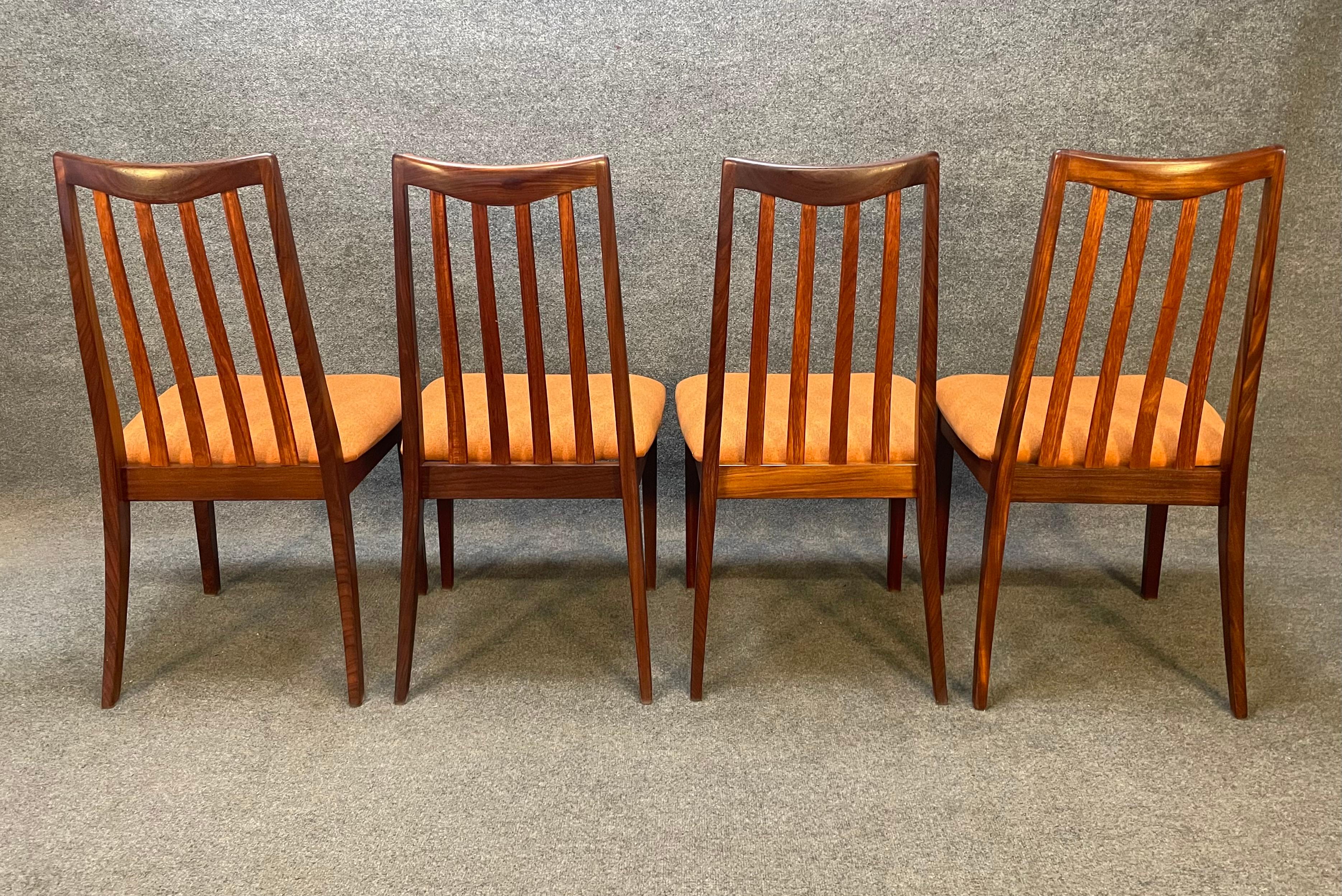 Set of Four Vintage British Mid-Century Modern Teak Dining Chairs by G Plan In Good Condition In San Marcos, CA