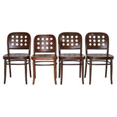 Set of Four Vintage Brown Dining Chairs Easy Chairs Style Josef Hoffmann, 1990s