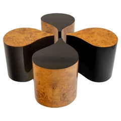 Set of four Vintage Burr Maple 
Ebonised Modular Side Tables Art Deco Style