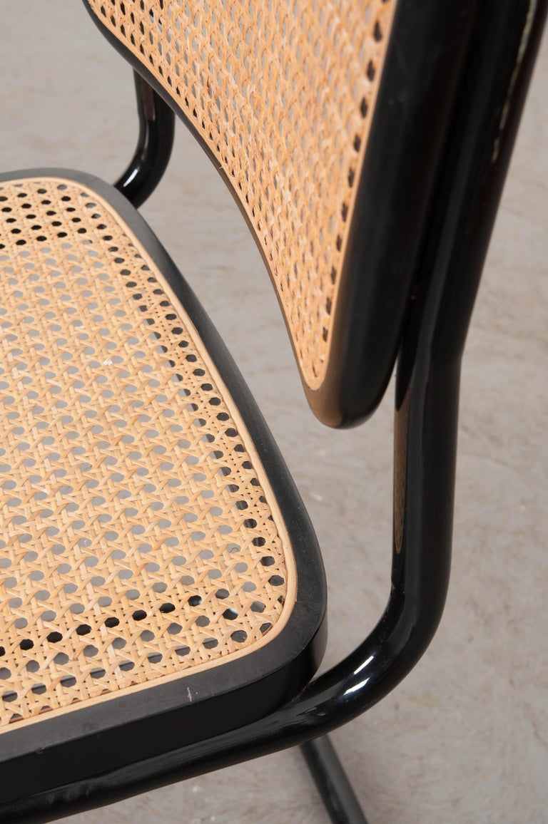 Set of Four Vintage BauhausStyle Cane and Steel Side Chairs at 1stDibs