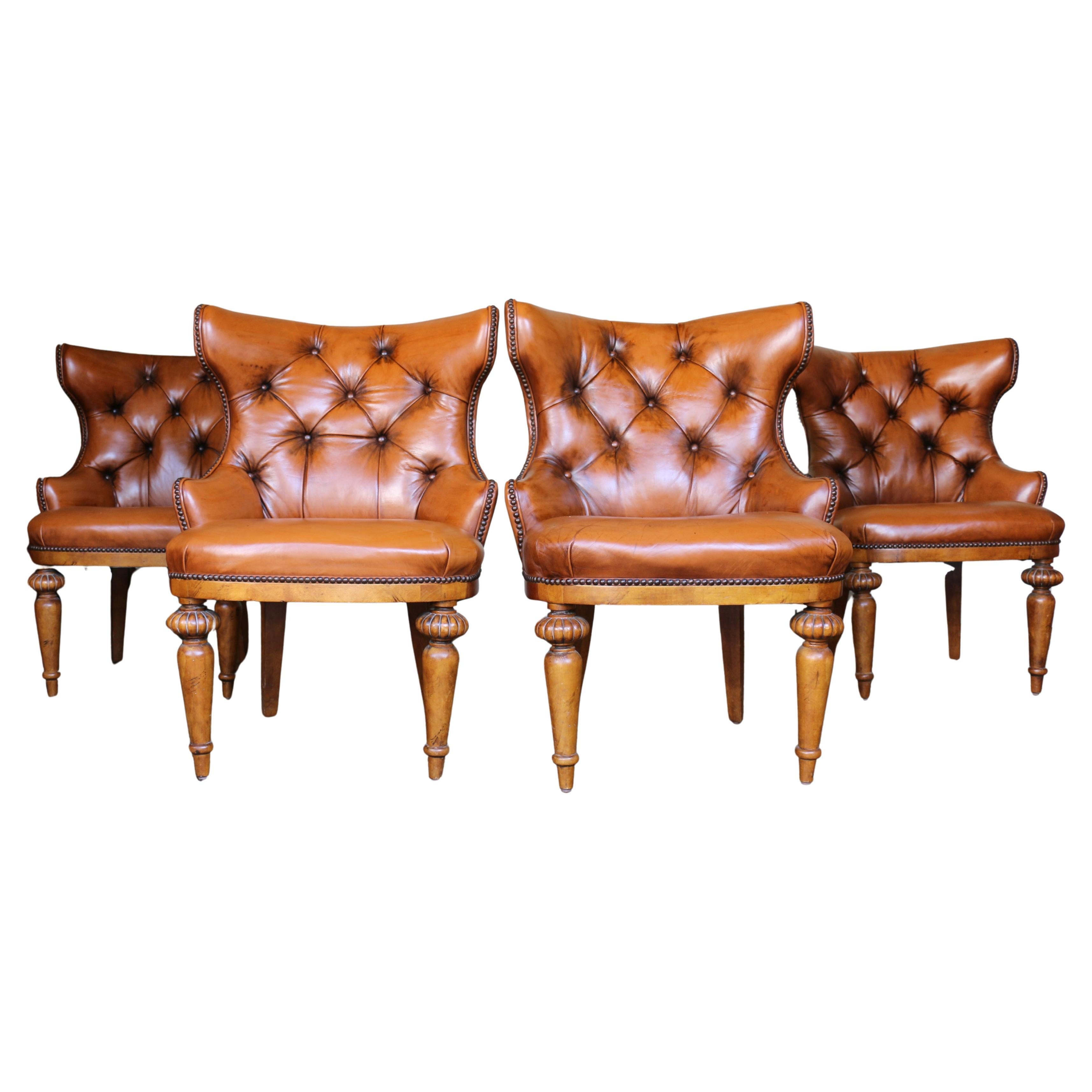 Ensemble de quatre chaises d
appoint en cuir capitonné Vintage Century Furniture