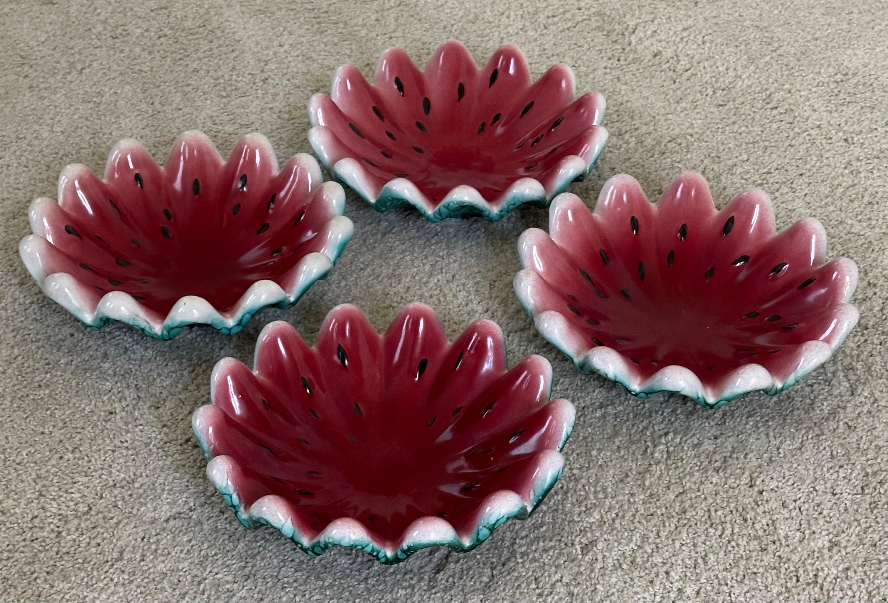 Juego de cuatro cuencos de cerámica vintage para sandías de Ed Langbein en venta 2
