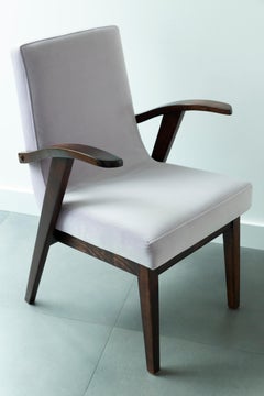 Set aus vier Vintage-Stühlen aus pastellfarbenem Samt von Mieczyslaw Puchala, 1960er Jahre