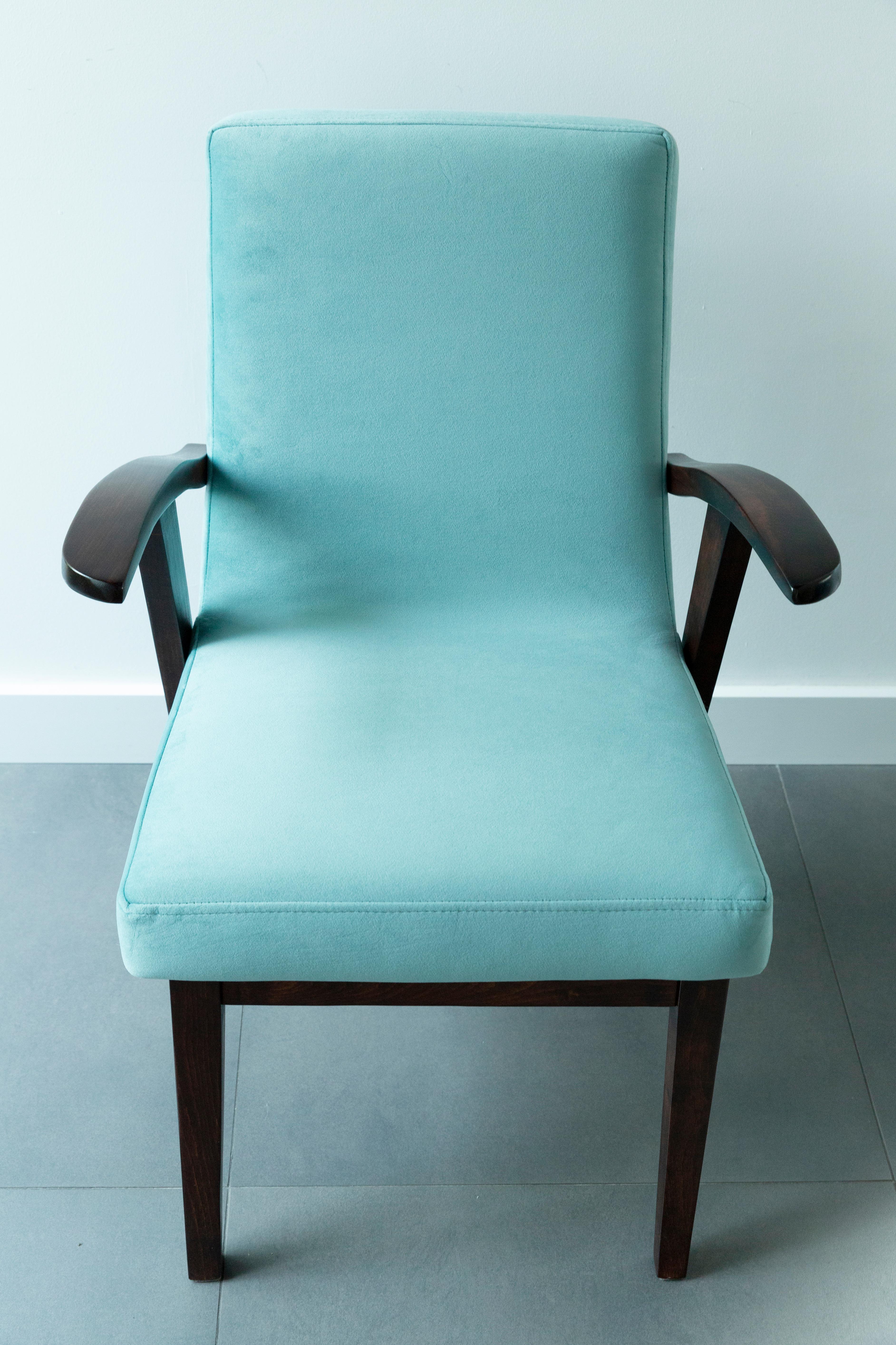 20th Century Set of Four Vintage Chairs in Pastel Velvet by Mieczyslaw Puchala, 1960s For Sale