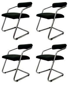 Set of four vintage chairs in steel, 1970s