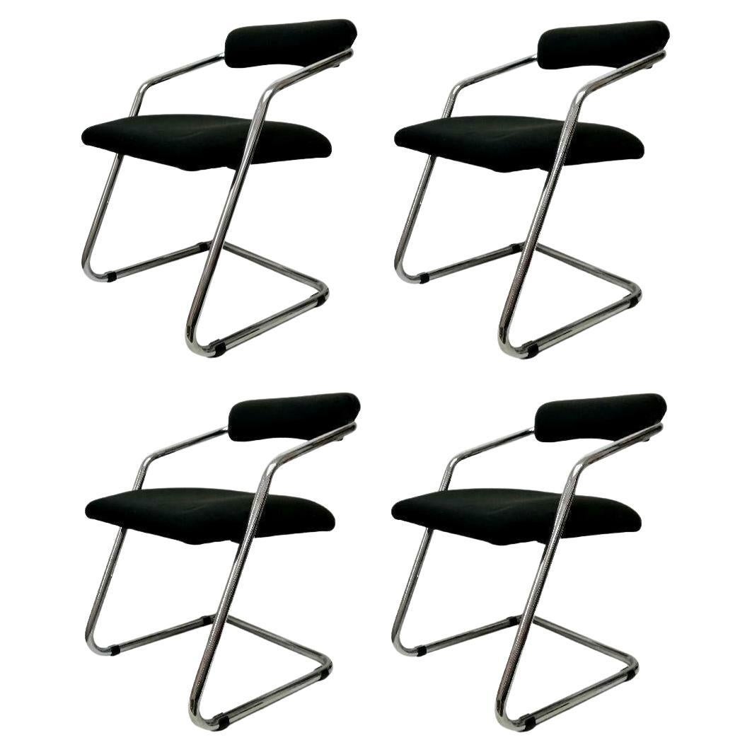 Set of four vintage chairs in steel, 1970s