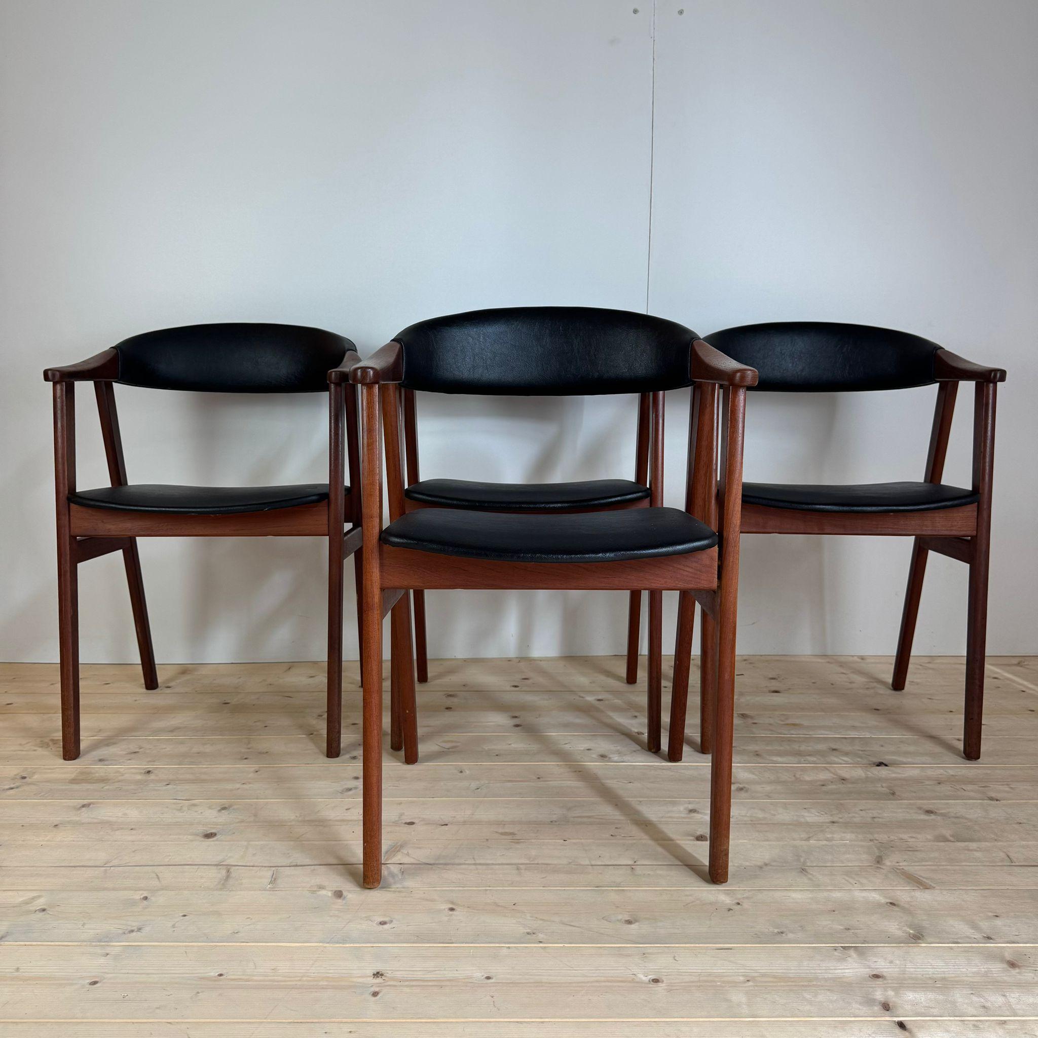 Mid-Century Modern Ensemble de quatre chaises vintage en teck, Danemark 1960 en vente