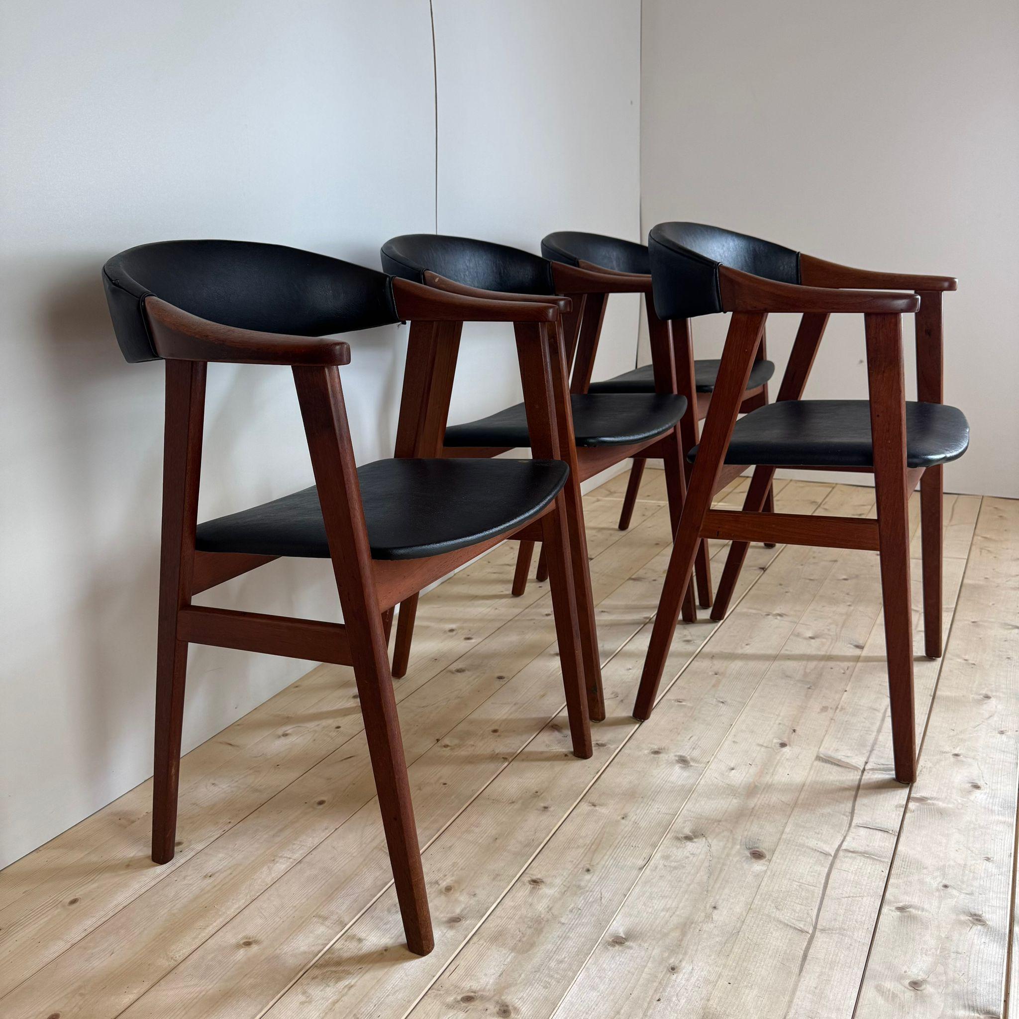 Mid-20th Century Ensemble de quatre chaises vintage en teck, Danemark 1960 en vente