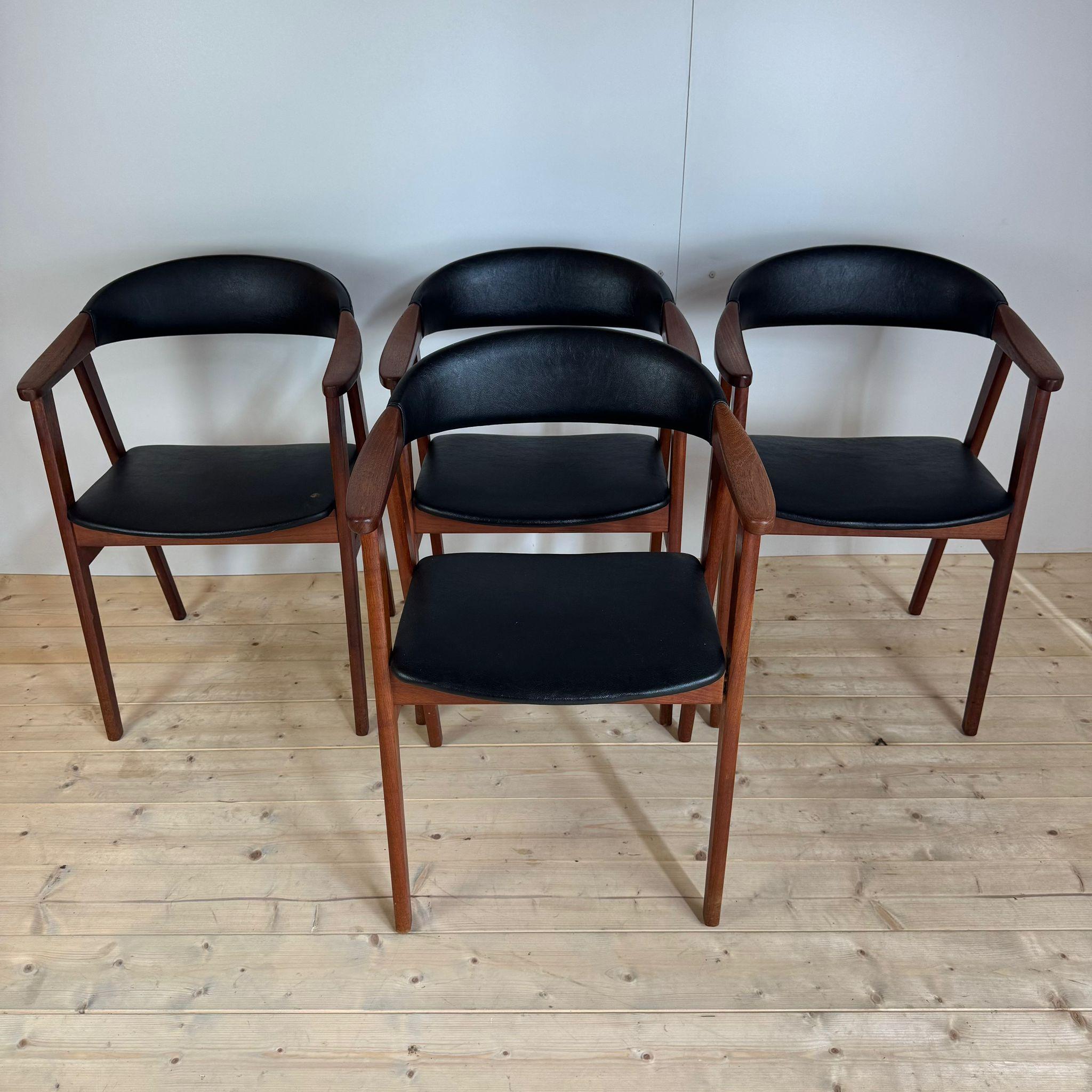 Ensemble de quatre chaises vintage en teck, Danemark 1960 en vente 1