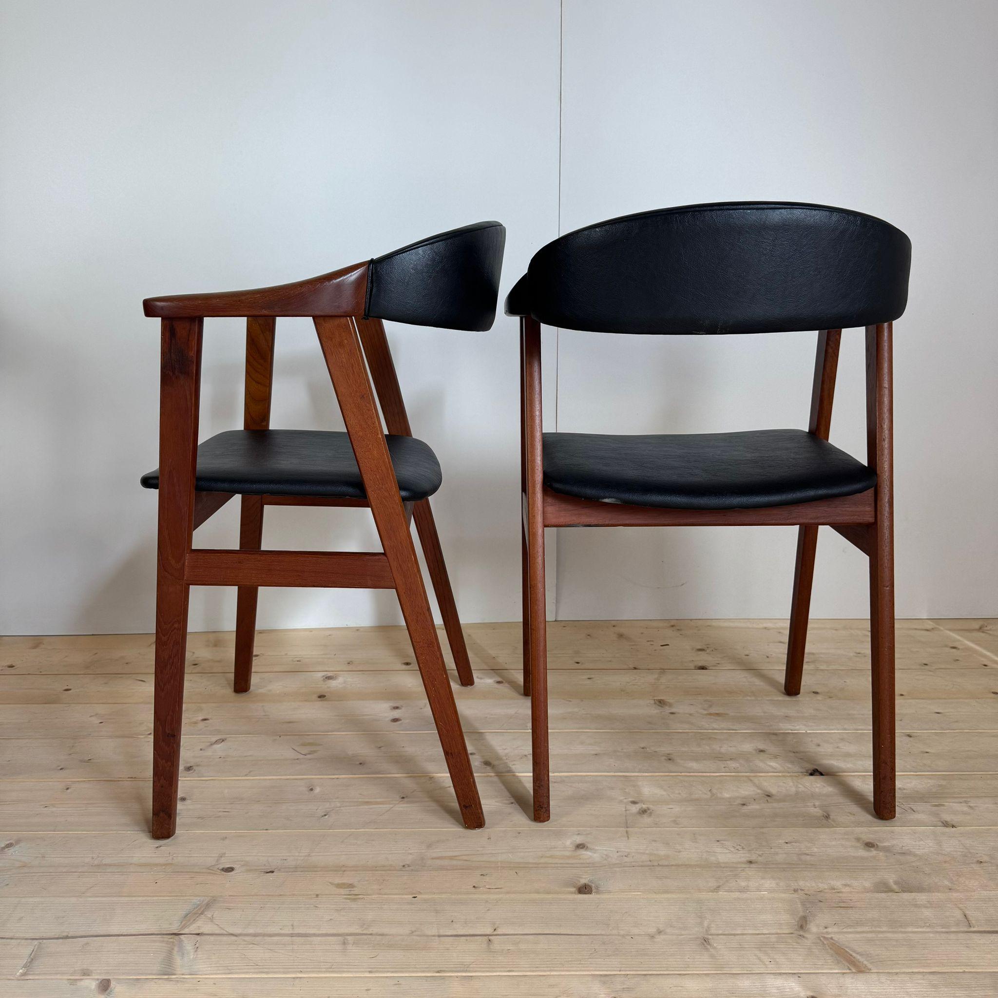 Ensemble de quatre chaises vintage en teck, Danemark 1960 en vente 2