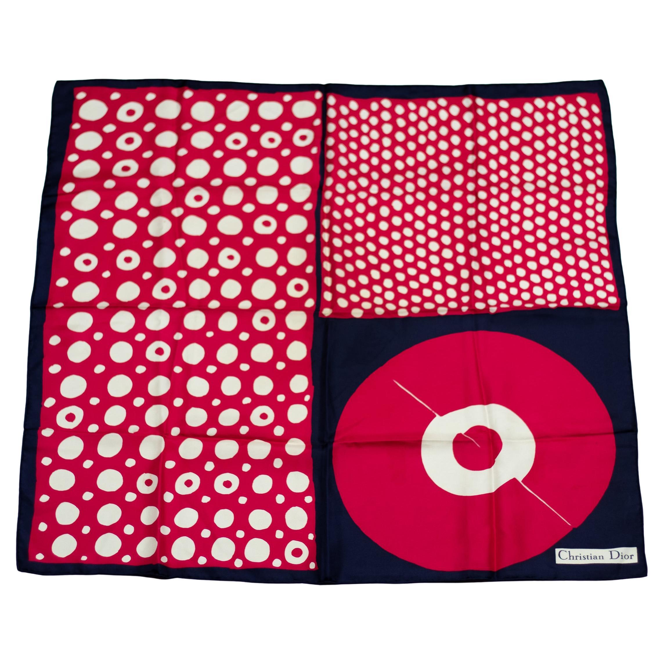 Juego de cuatro pañuelos vintage Christian Dior de seda de colores, Francia, años 80