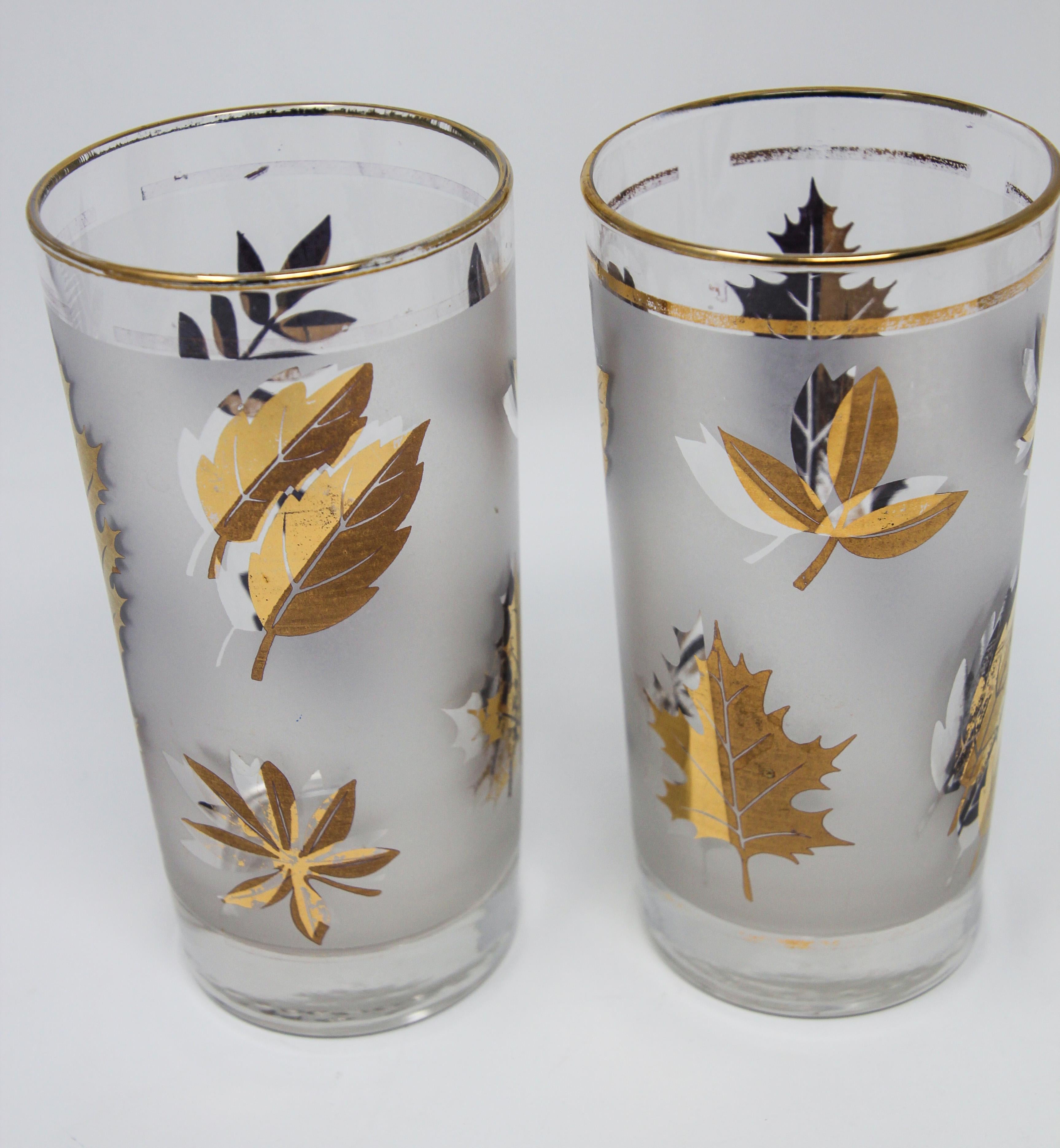 vintage glasses with gold leaves