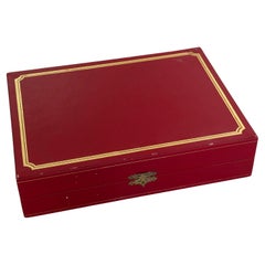 Set of Four Vintage Crystal Champagne Flutes in Original Red Box by Cartier