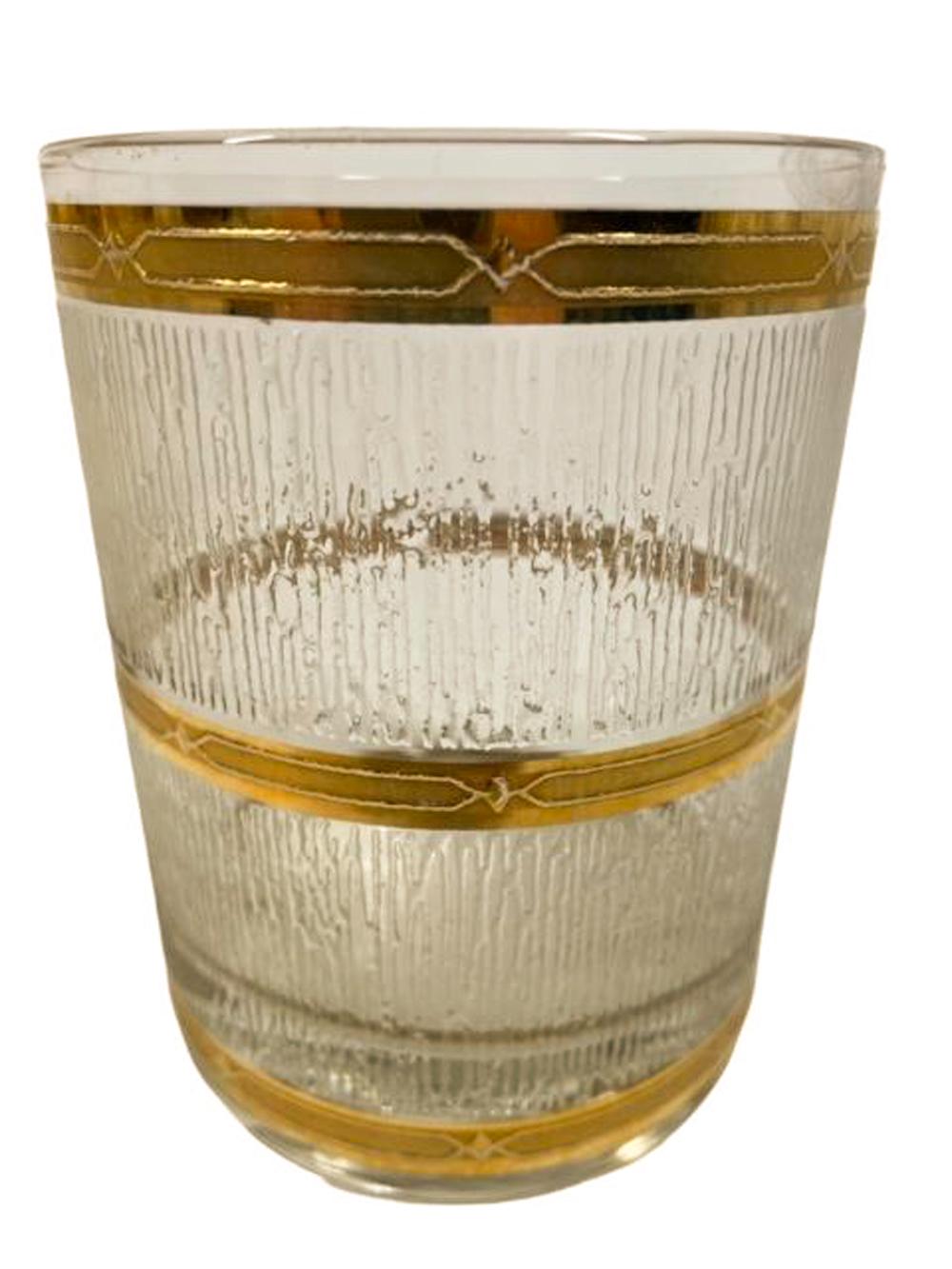 Set von vier Vintage-Kupferglas-Gläsern mit Felsgläsern im „Icicle“-Muster (Moderne der Mitte des Jahrhunderts) im Angebot