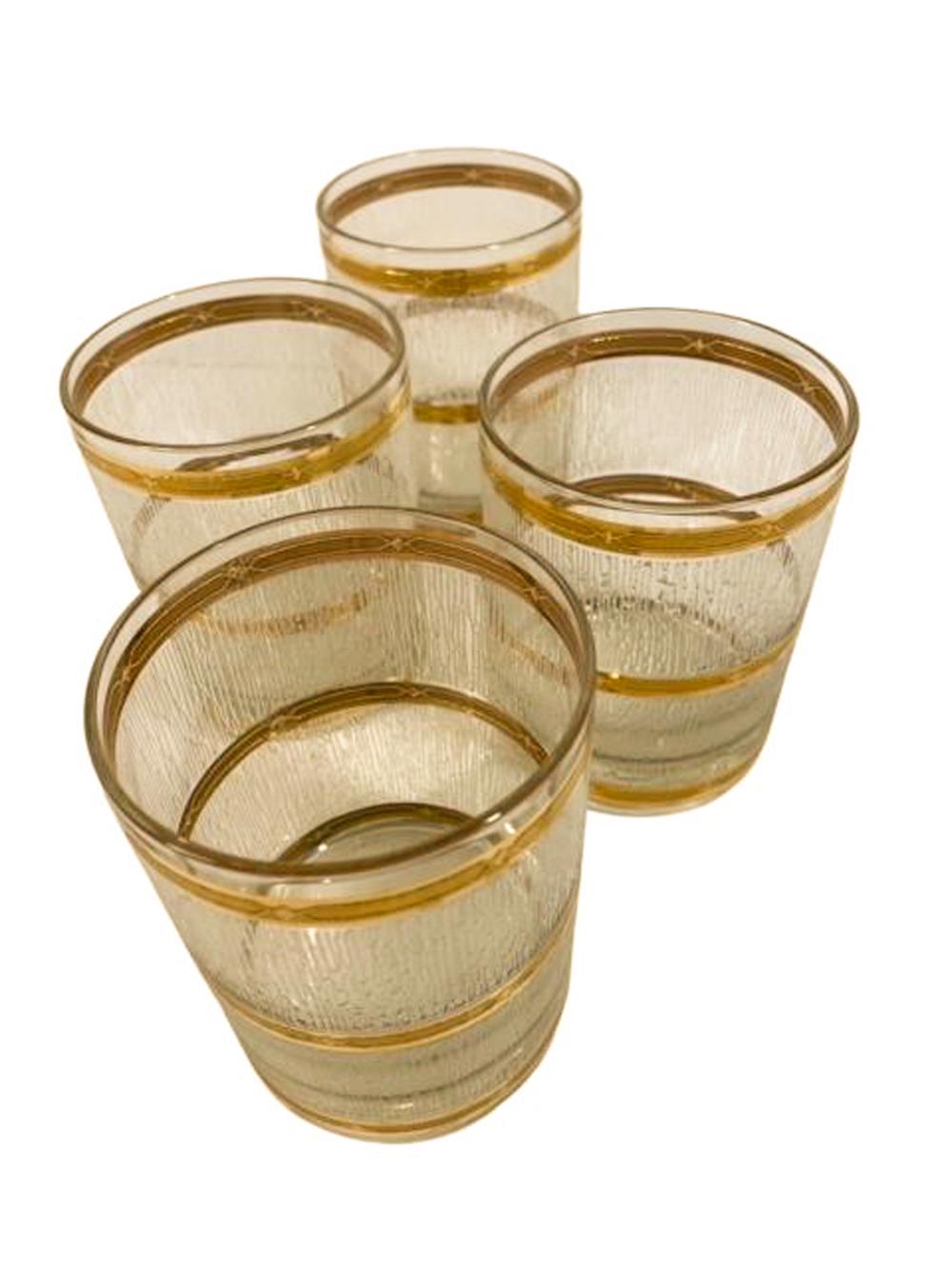 Set von vier Vintage-Kupferglas-Gläsern mit Felsgläsern im „Icicle“-Muster im Zustand „Gut“ im Angebot in Nantucket, MA