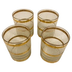 Set of Four Retro Culver Glass Rocks Glasses in the "Icicle" Pattern