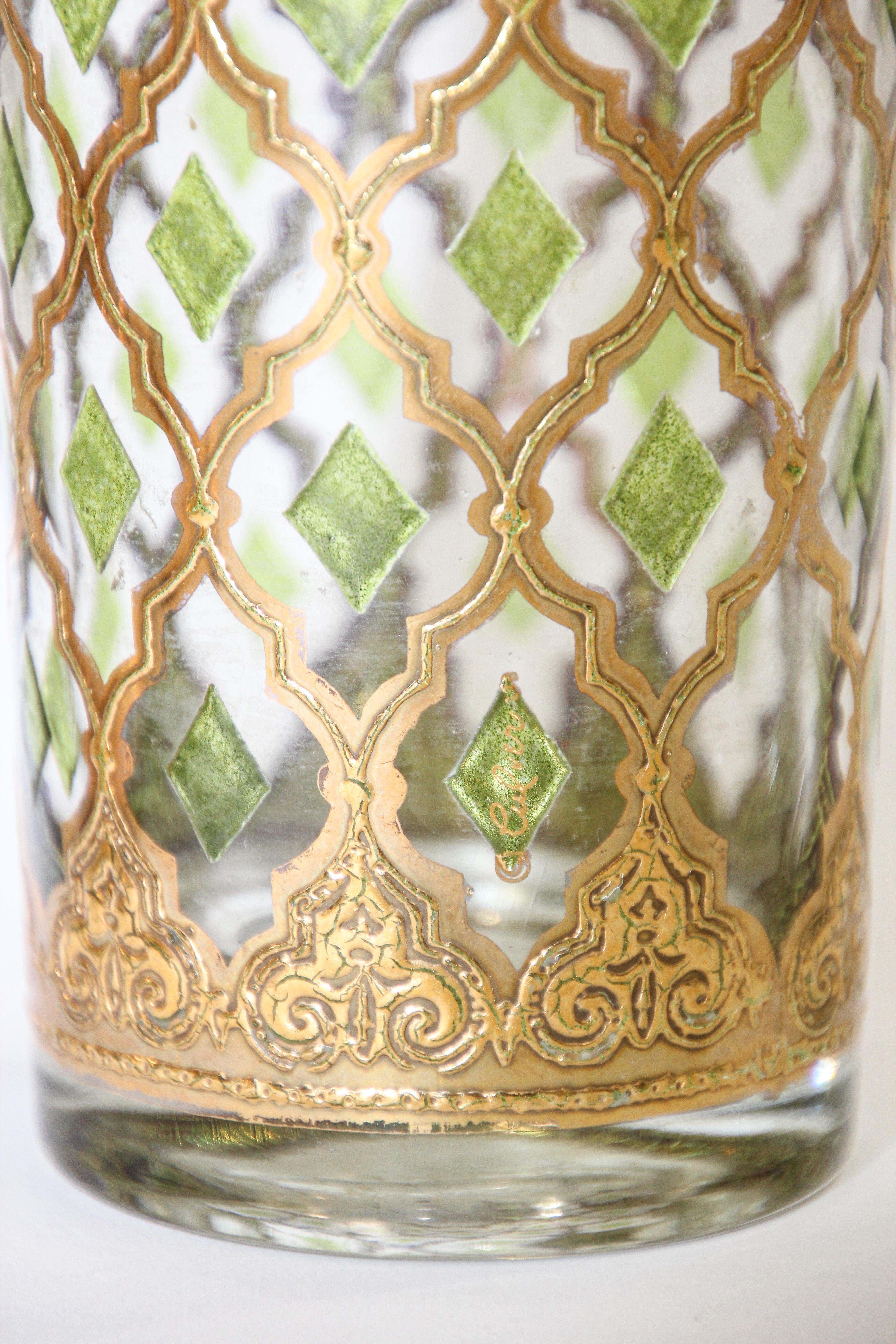 Mid-Century Modern Set of Four Vintage Culver Highball Glasses with 22-Karat Gold Valencia Design