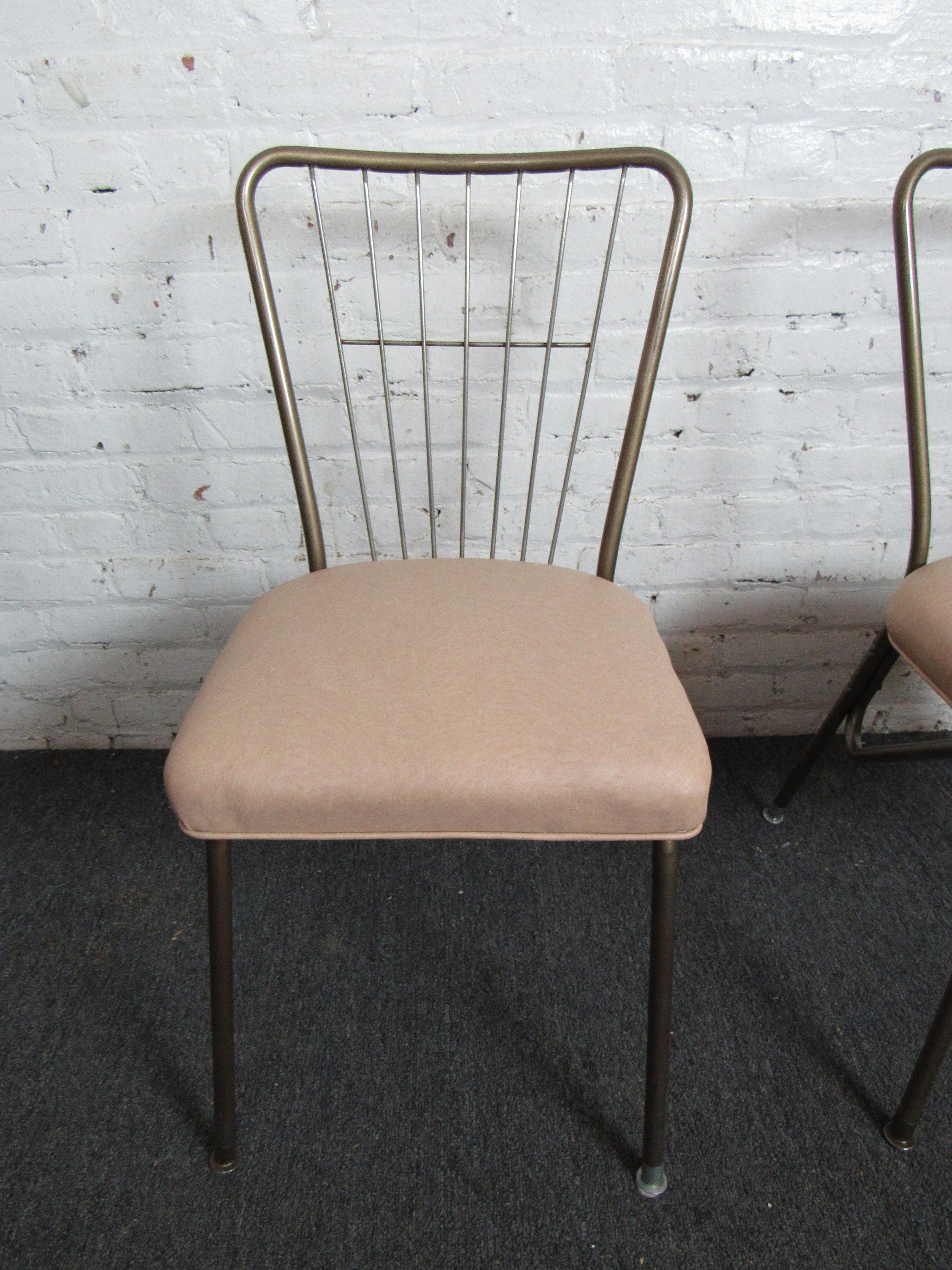 Metal Set of Four Vintage Dining Room Chairs For Sale