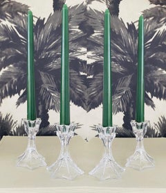 Set of Four Faceted Crystal Candleholders, circa 1970s