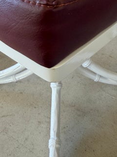 Set of Four Vintage Faux Bamboo Swivel Dining Chairs in Glossy White