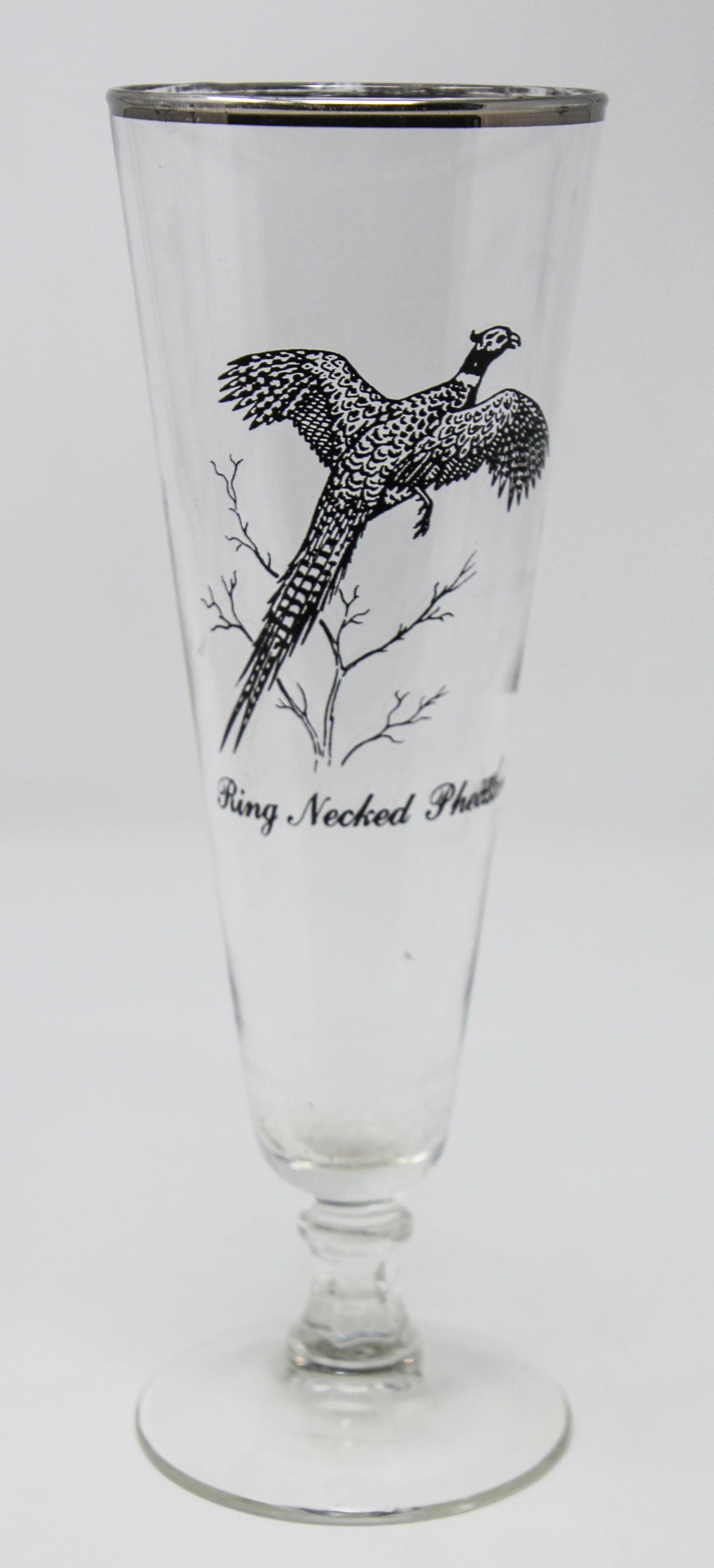 American Set of Four Vintage Federal Glass Game Bird Pilsner Glasses For Sale